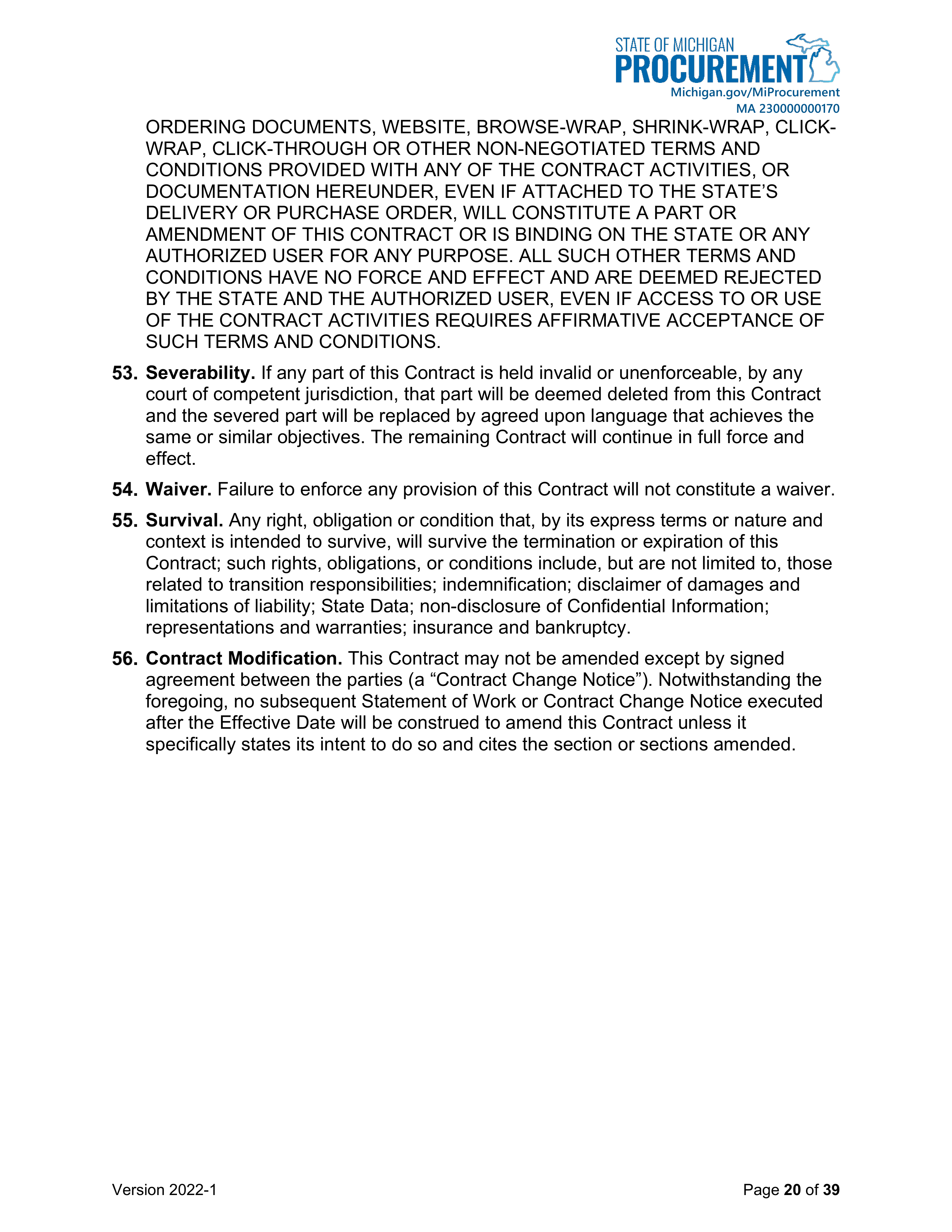 DELOITTE CONTRACT CHANGE NOTICE — page 22