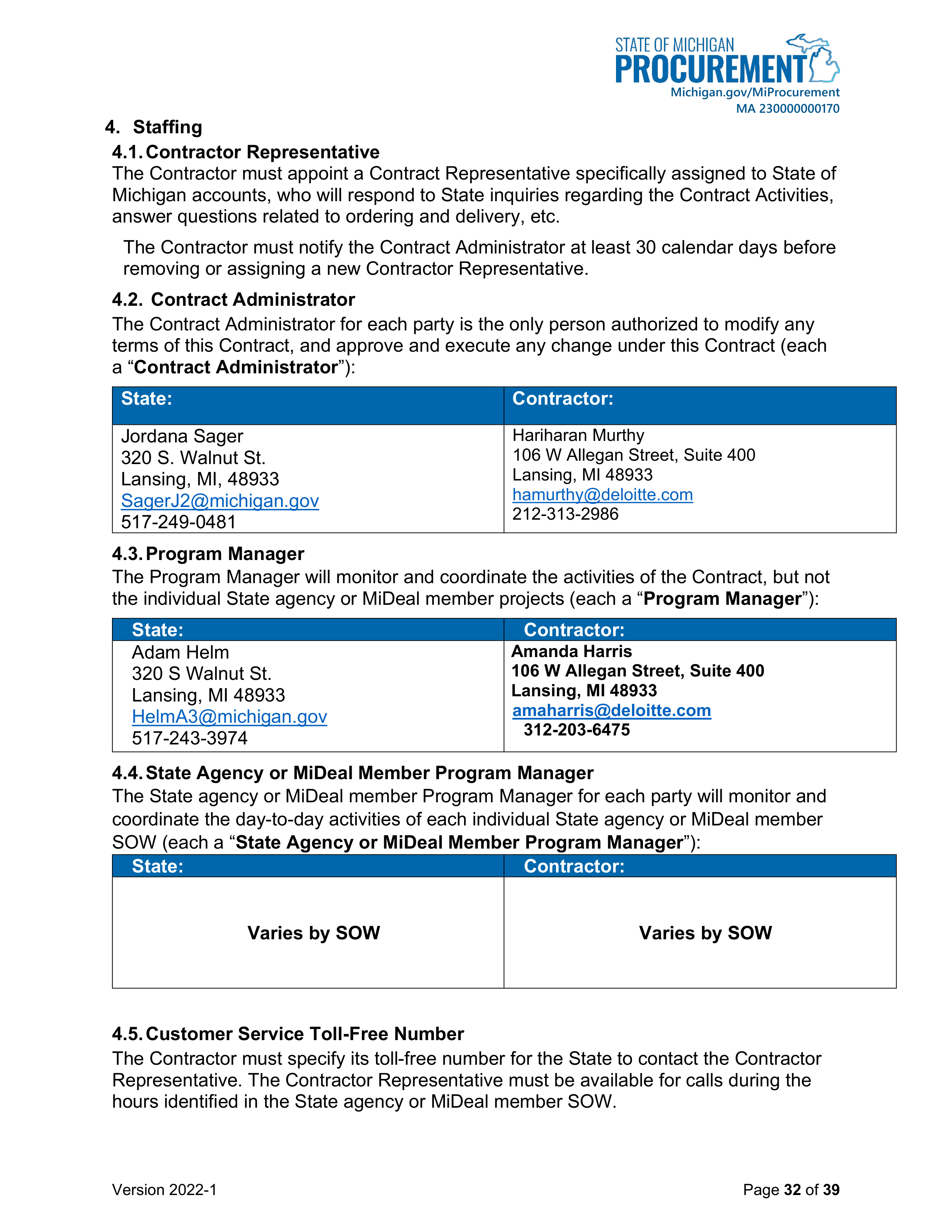 DELOITTE CONTRACT CHANGE NOTICE — page 34