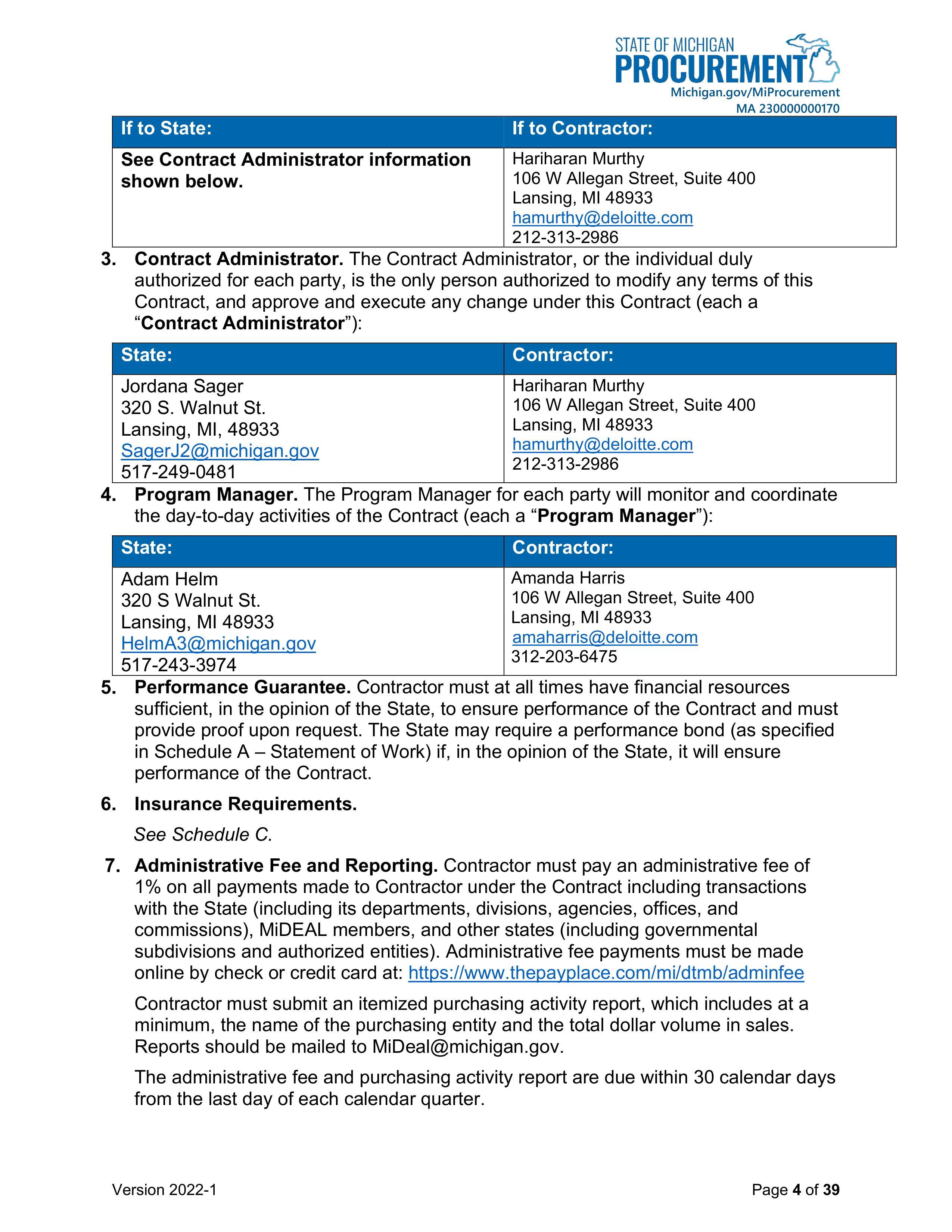 DELOITTE CONTRACT CHANGE NOTICE — page 6