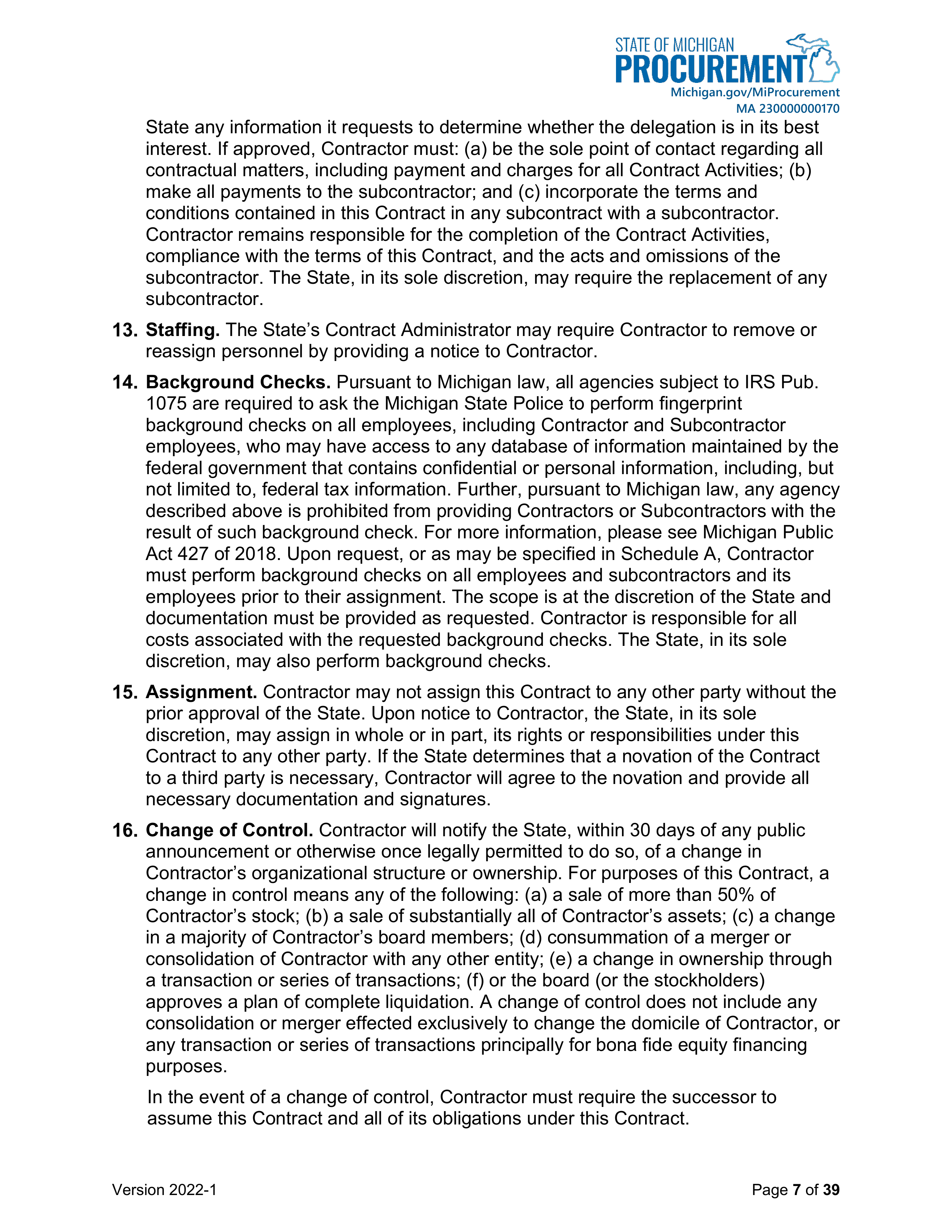 DELOITTE CONTRACT CHANGE NOTICE — page 9