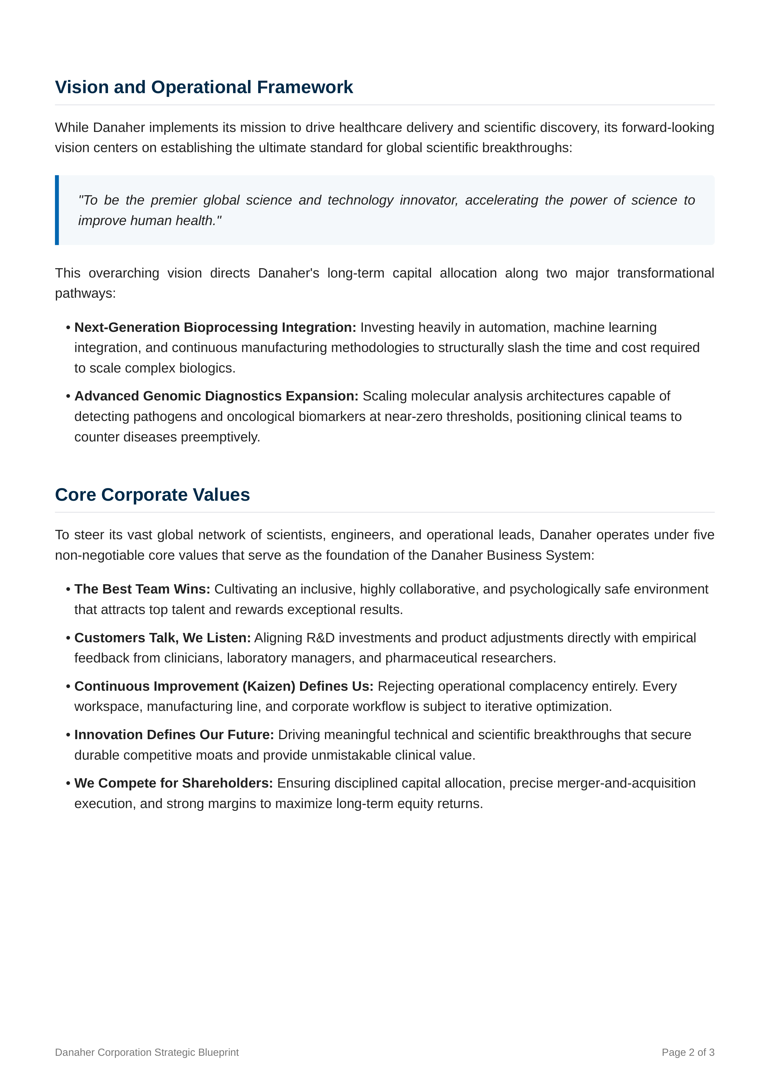 Danaher Mission Statement — page 2