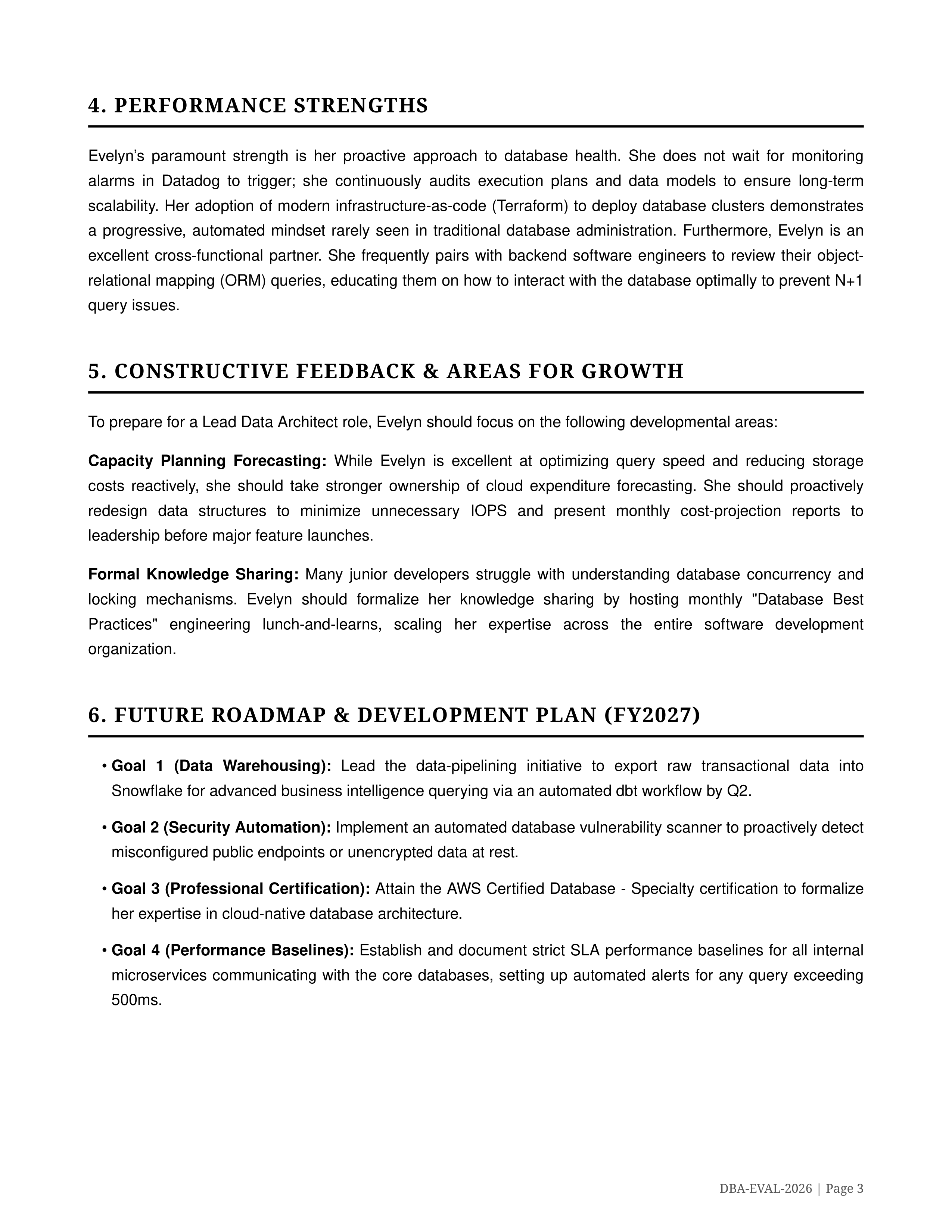 Database Administrator Performance Review — page 3