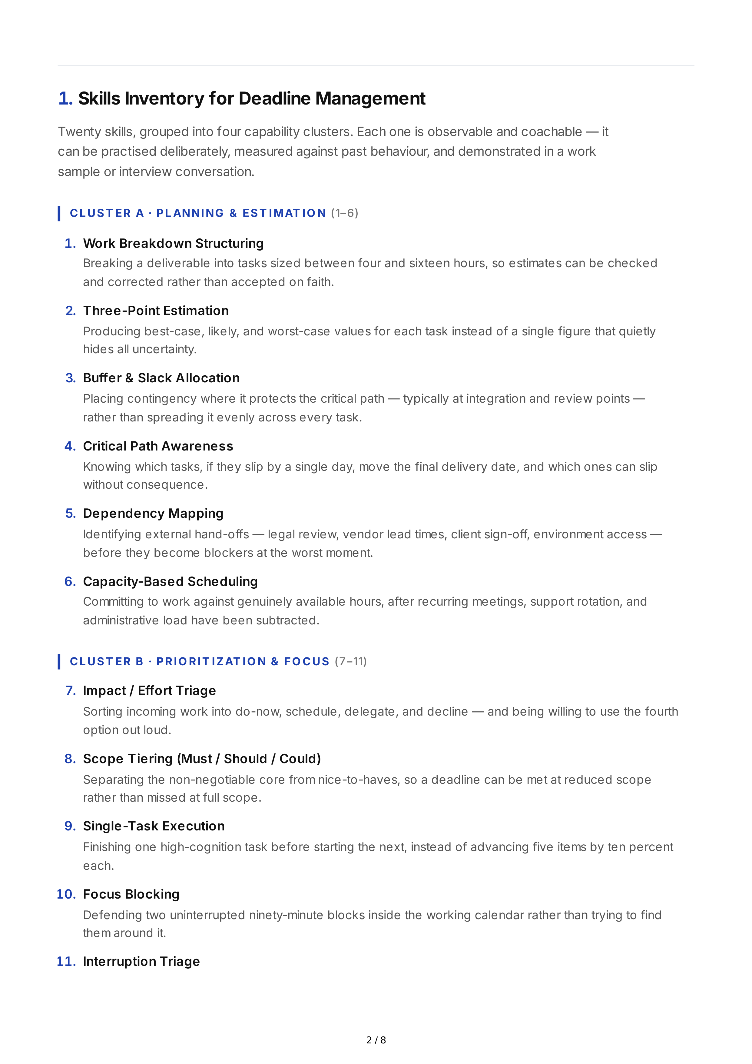 Deadline Management Professional Goals — page 2