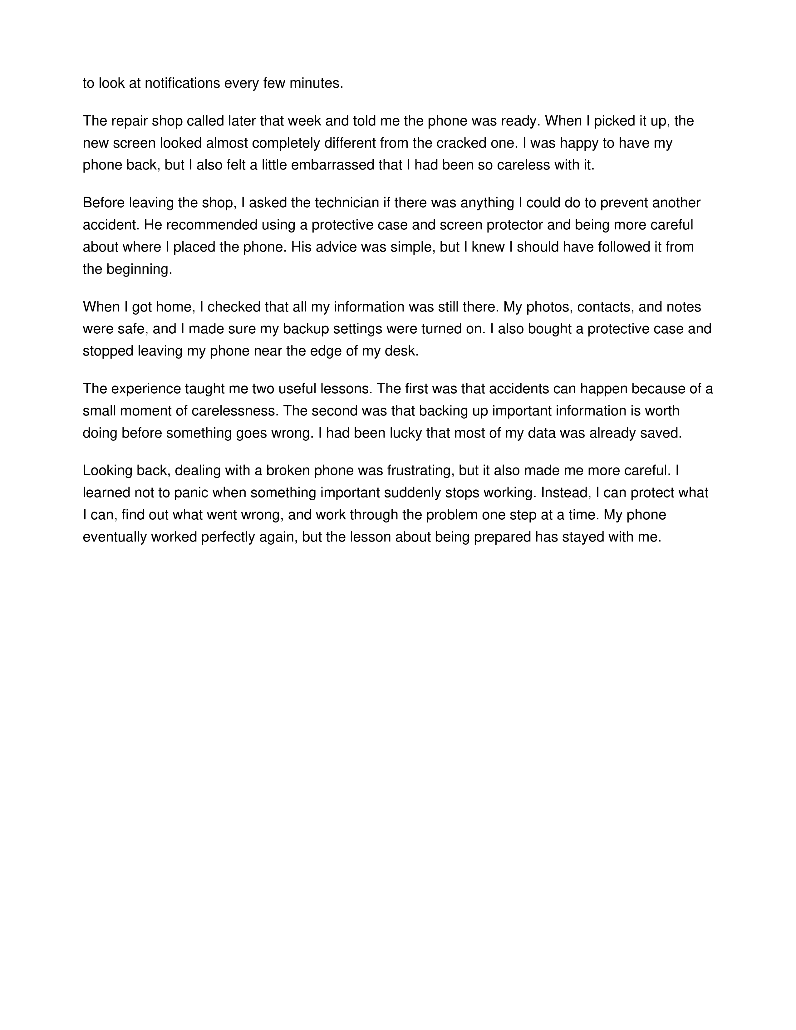 Dealing With a Broken Phone Personal Narrative — page 2