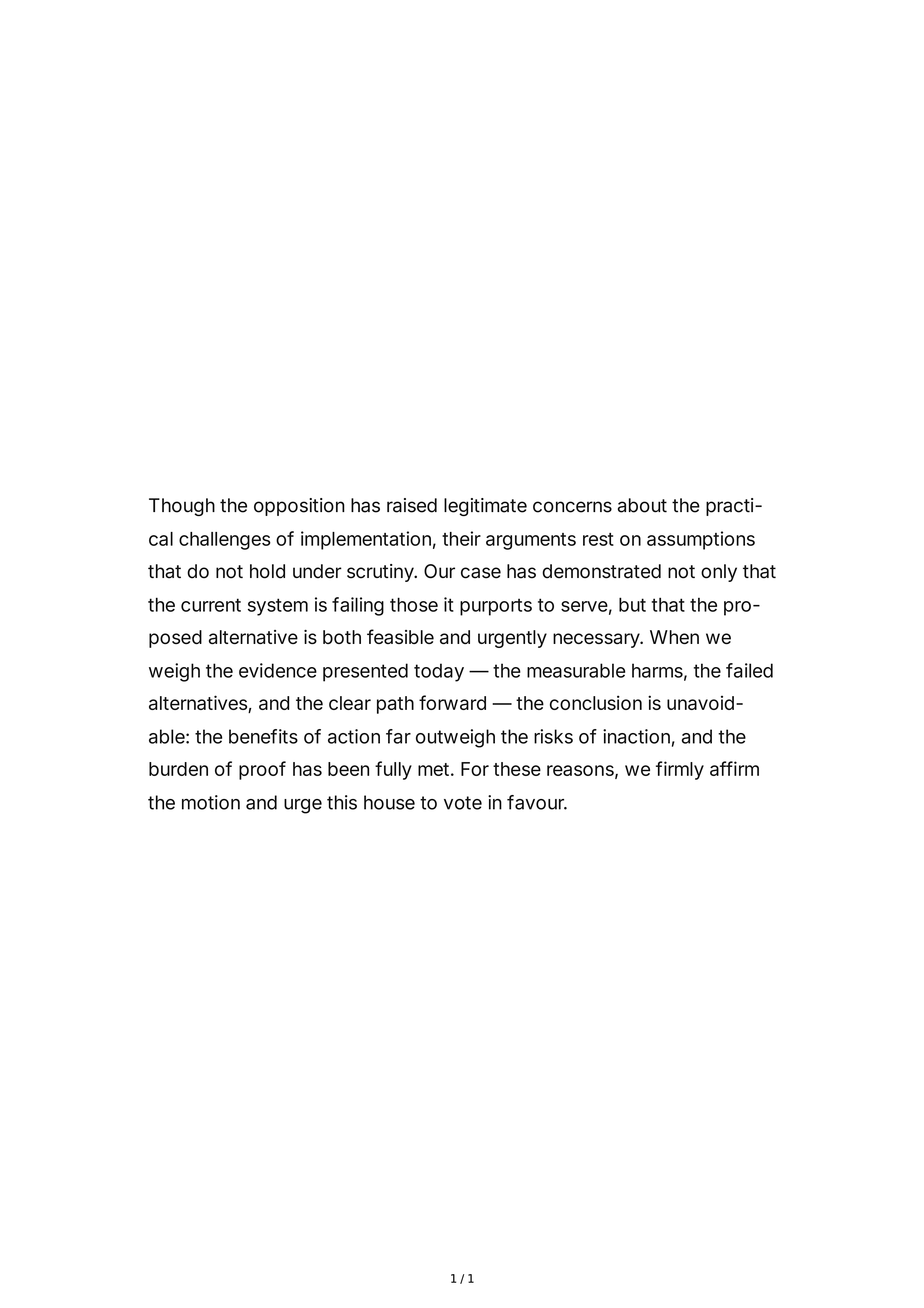 Debate Conclusion Paragraph — page 1