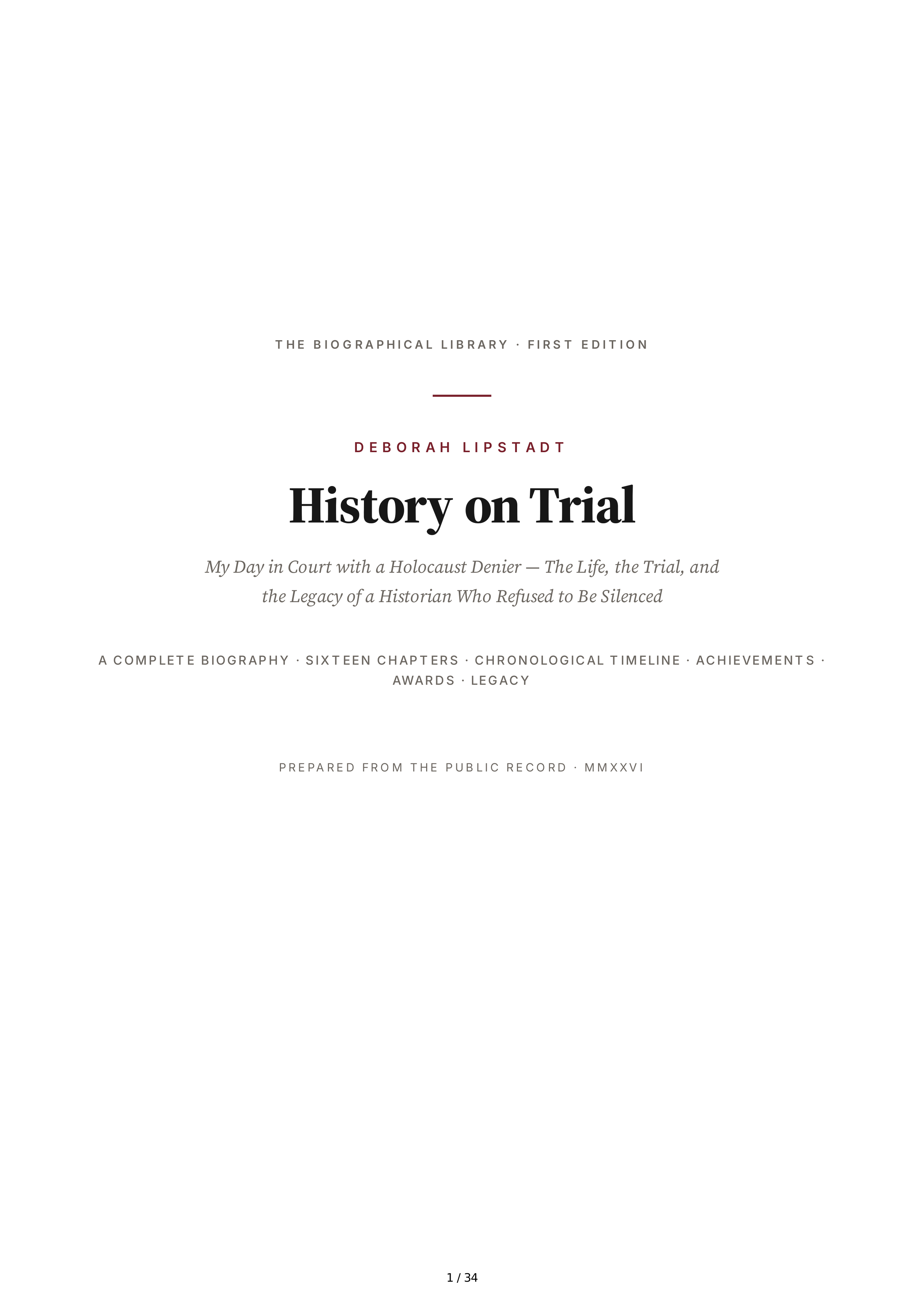 Deborah Lipstadt History on Trial My Day in Court with a Holocaust Denier Biography — page 1
