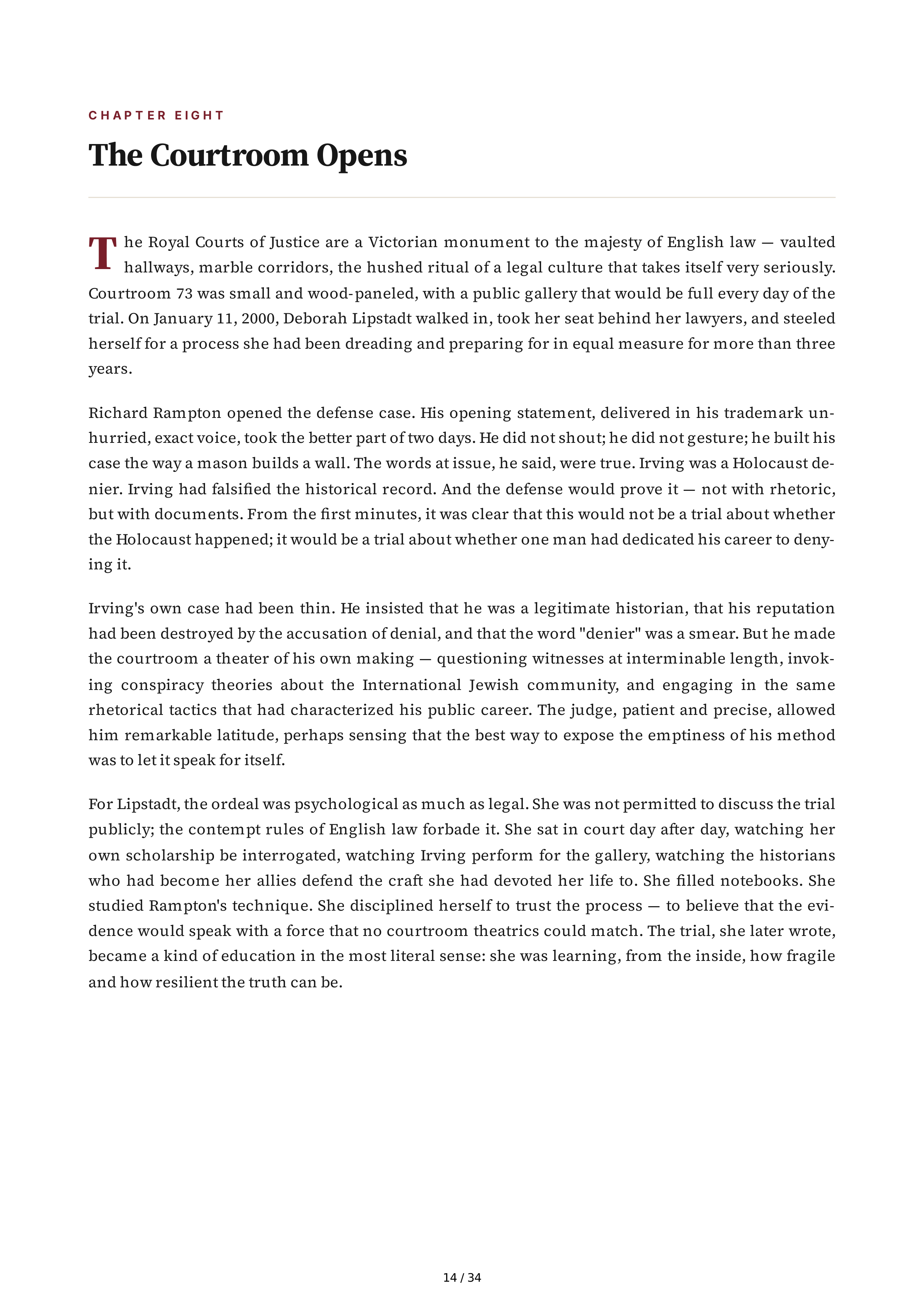 Deborah Lipstadt History on Trial My Day in Court with a Holocaust Denier Biography — page 14