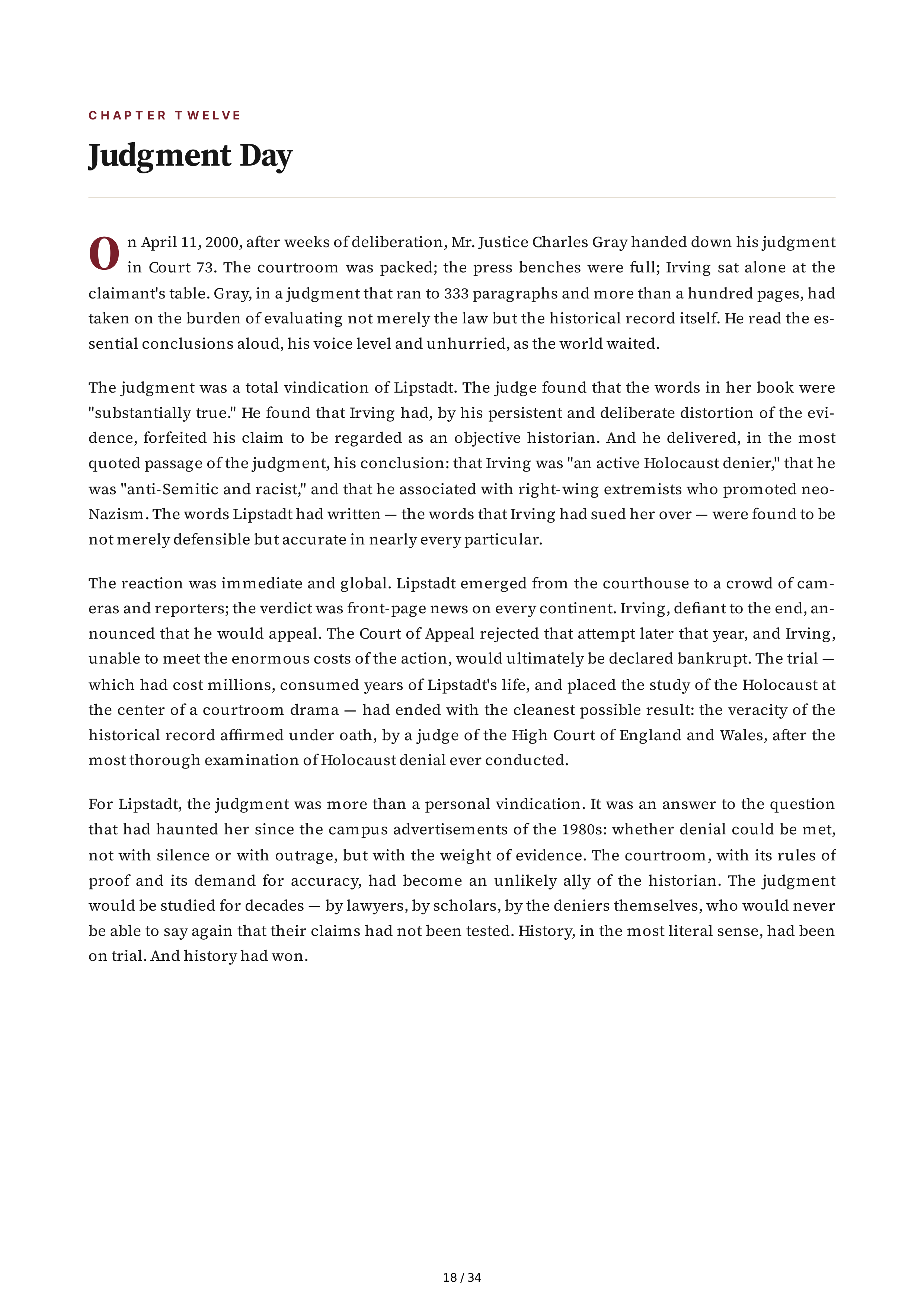 Deborah Lipstadt History on Trial My Day in Court with a Holocaust Denier Biography — page 18