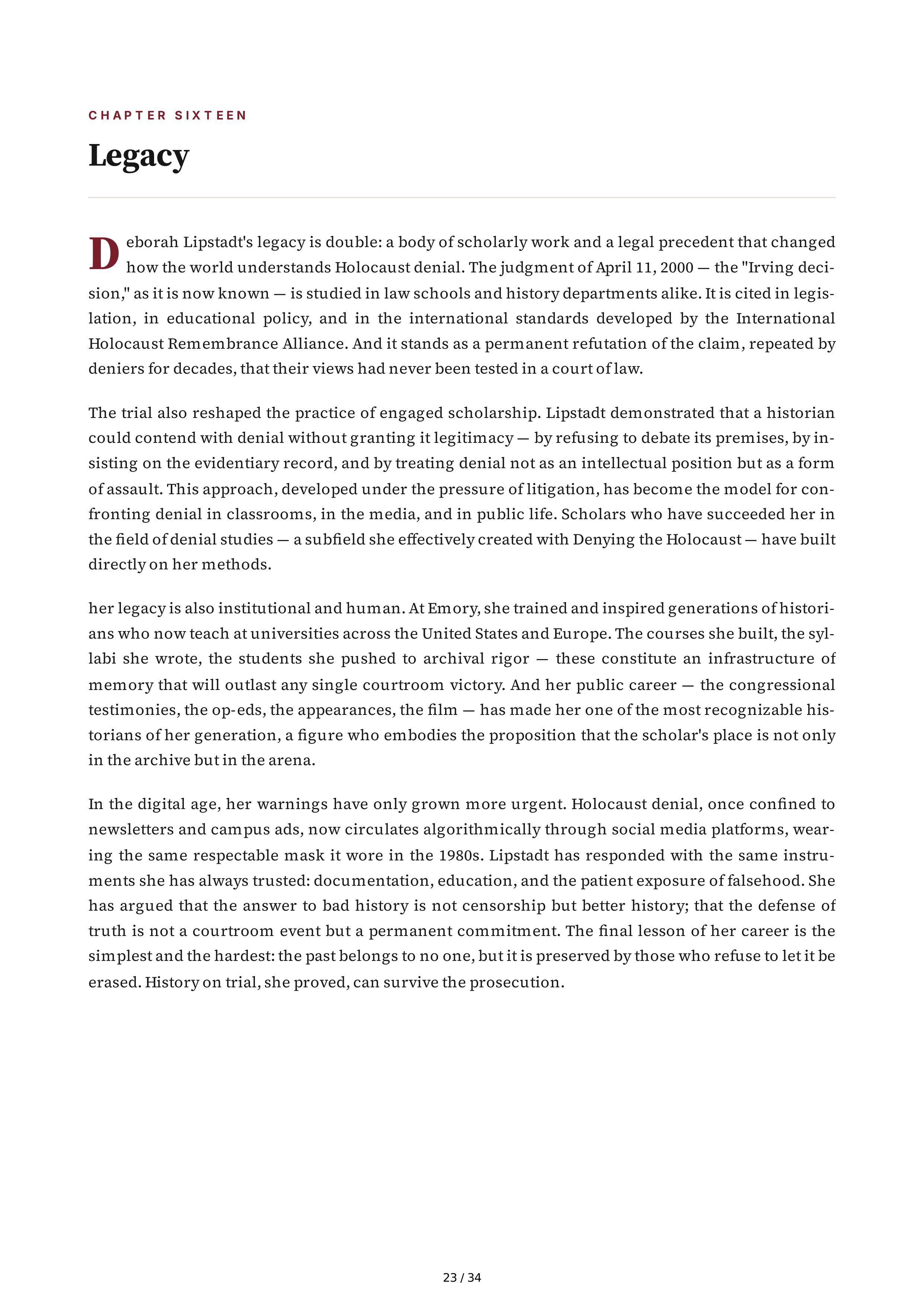 Deborah Lipstadt History on Trial My Day in Court with a Holocaust Denier Biography — page 23