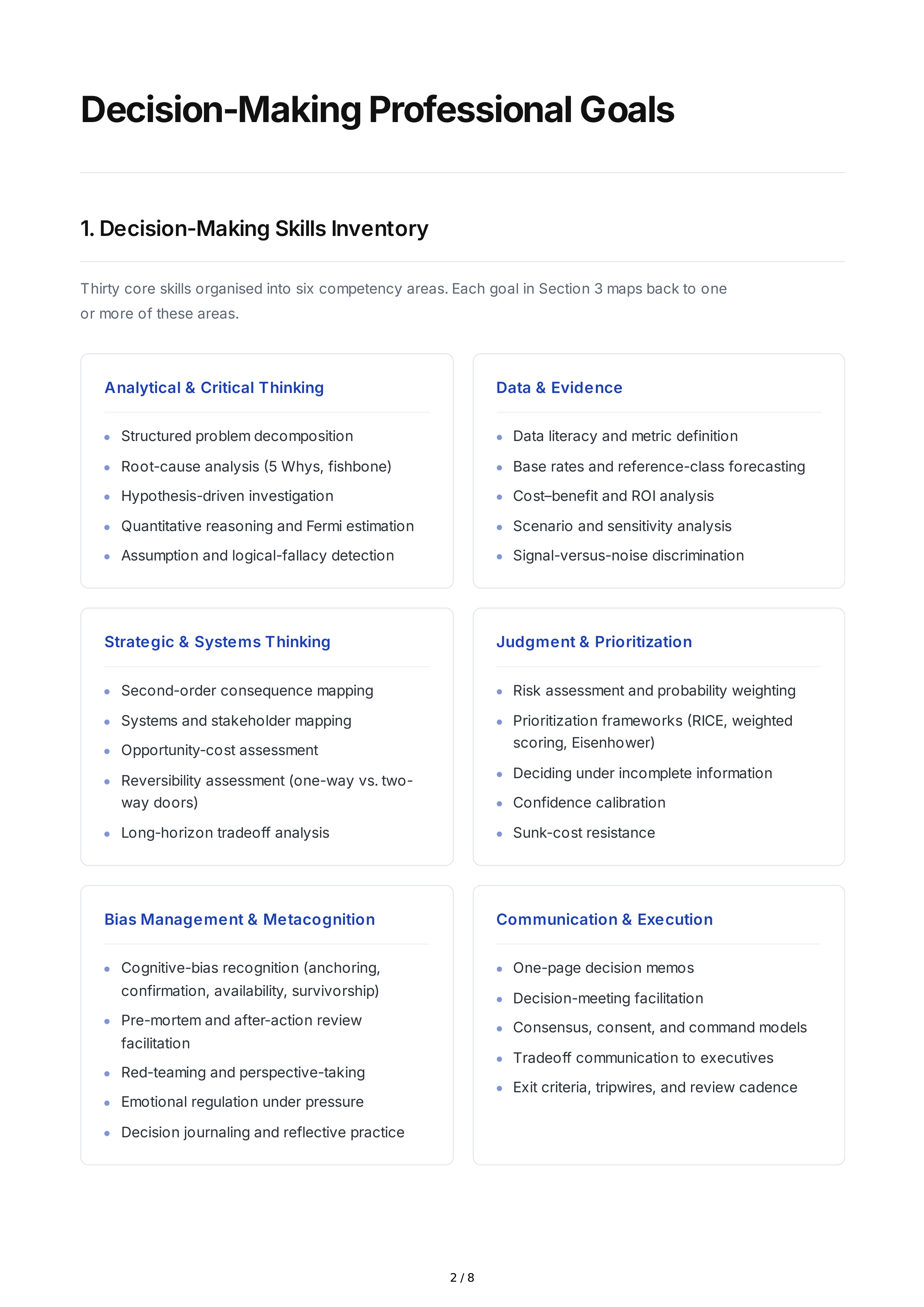 Decision-Making Professional Goals — page 2