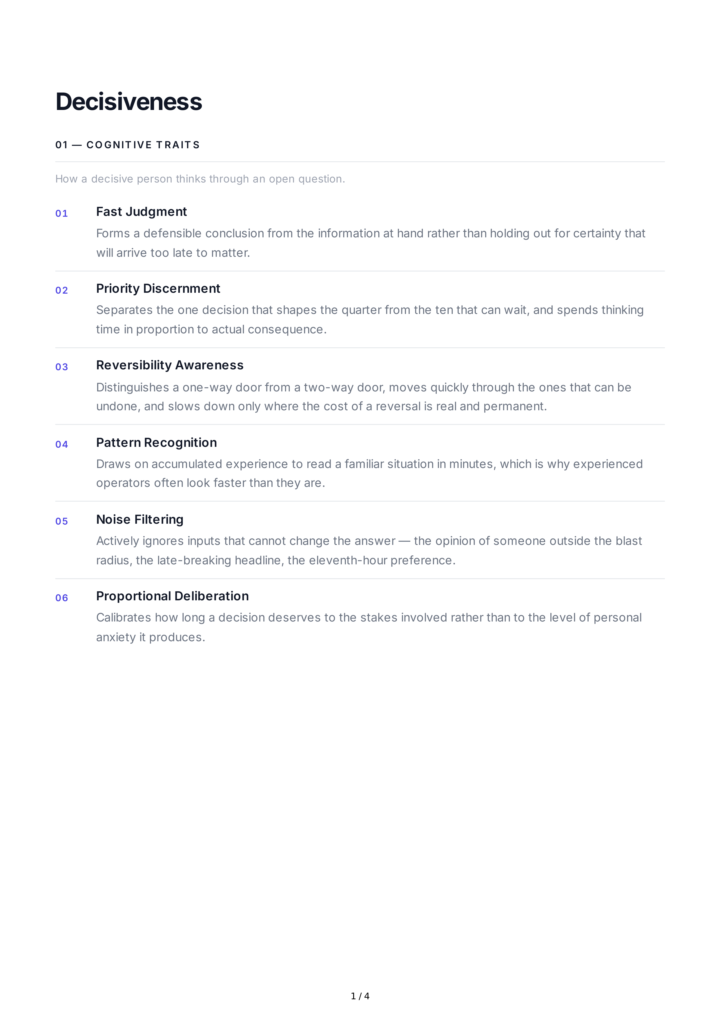 Decisiveness Personality Traits — page 1