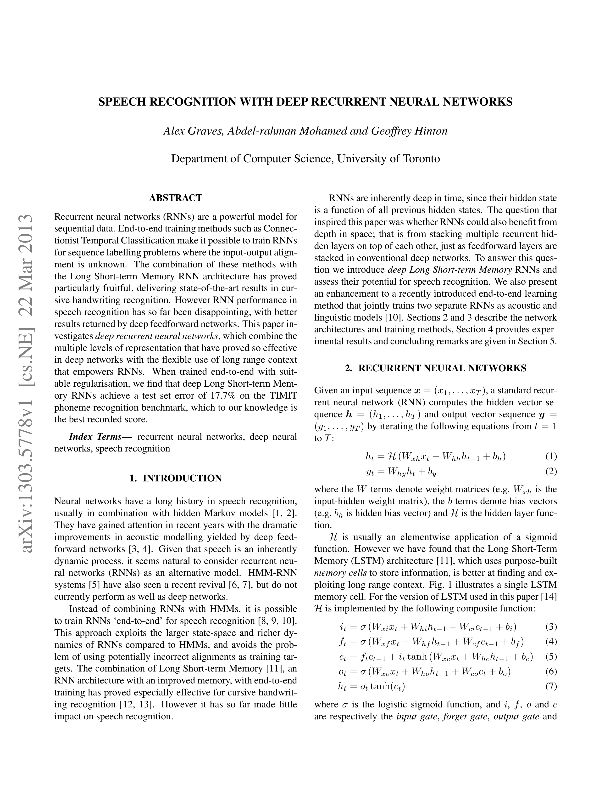 Deep Recurrent Neural Networks Research Paper by University of Toronto — page 1