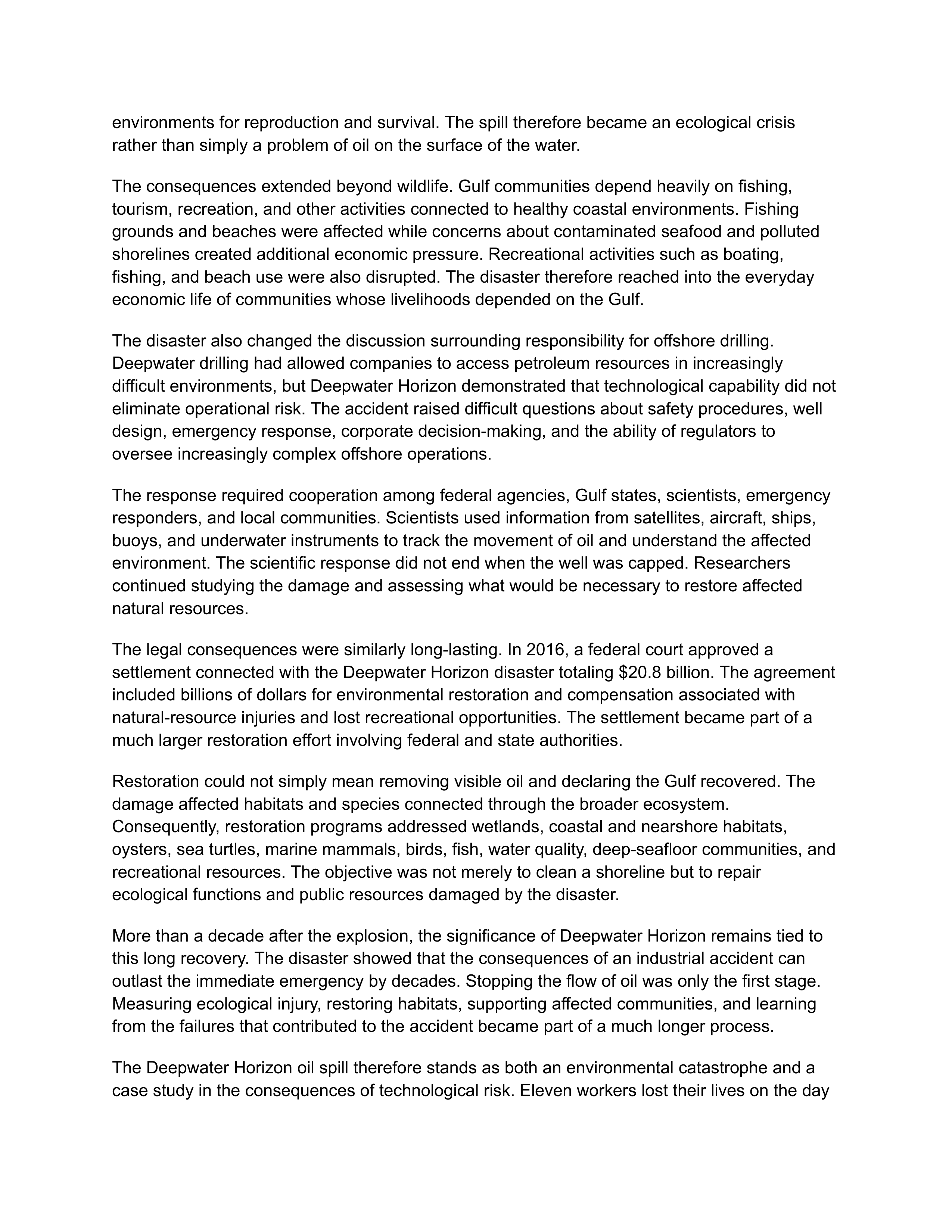 Deepwater Horizon Oil Spill Essay — page 2