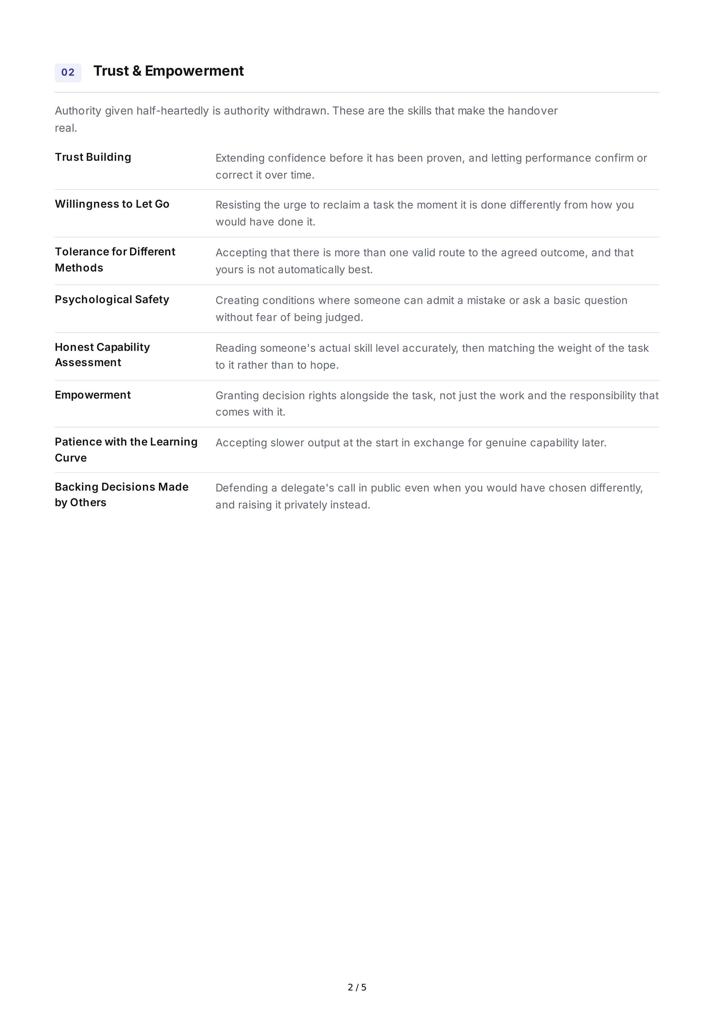 Delegation Interpersonal Skills — page 2