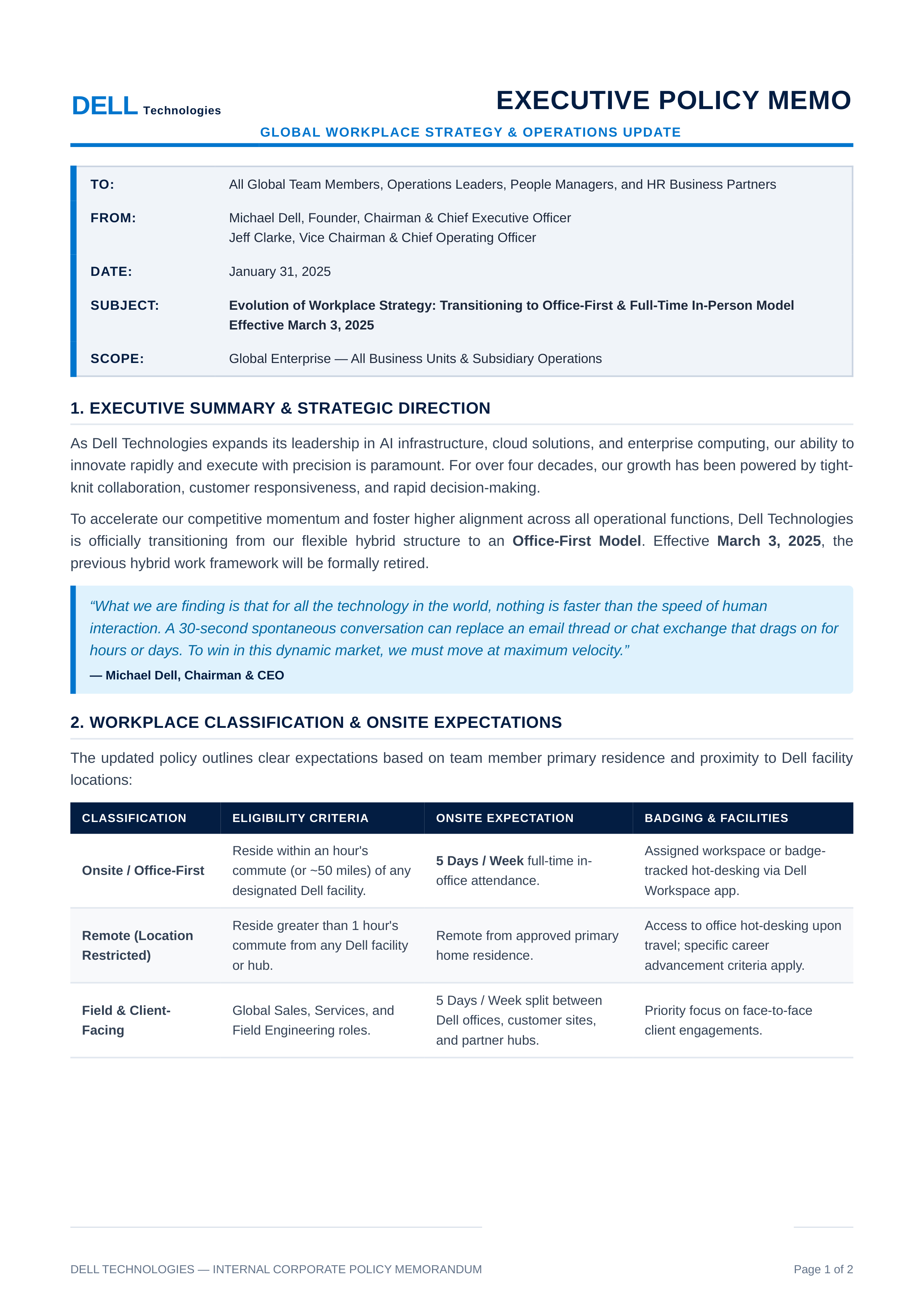 Dell Hybrid Work Memo — page 1