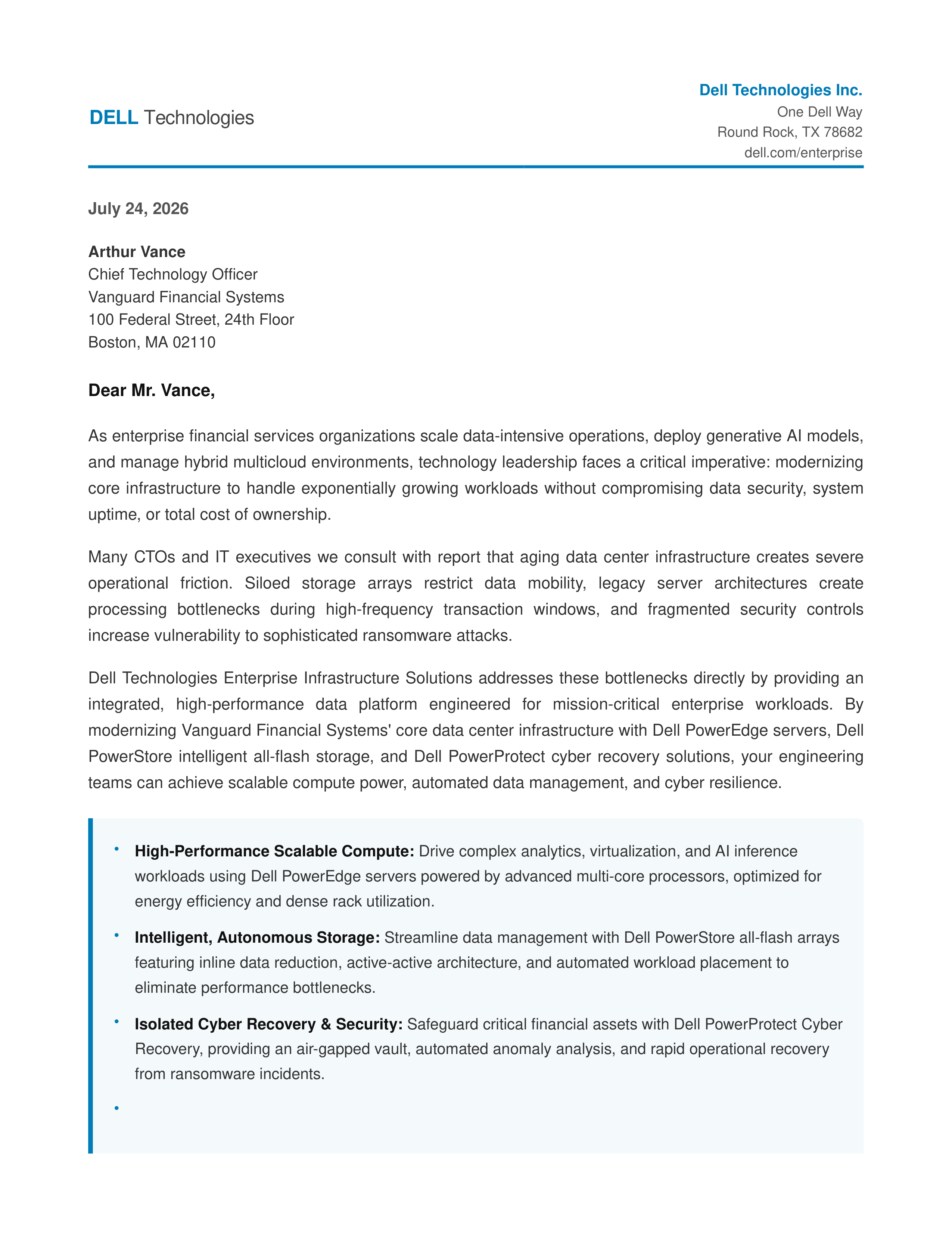 Dell Sales Letter — page 1