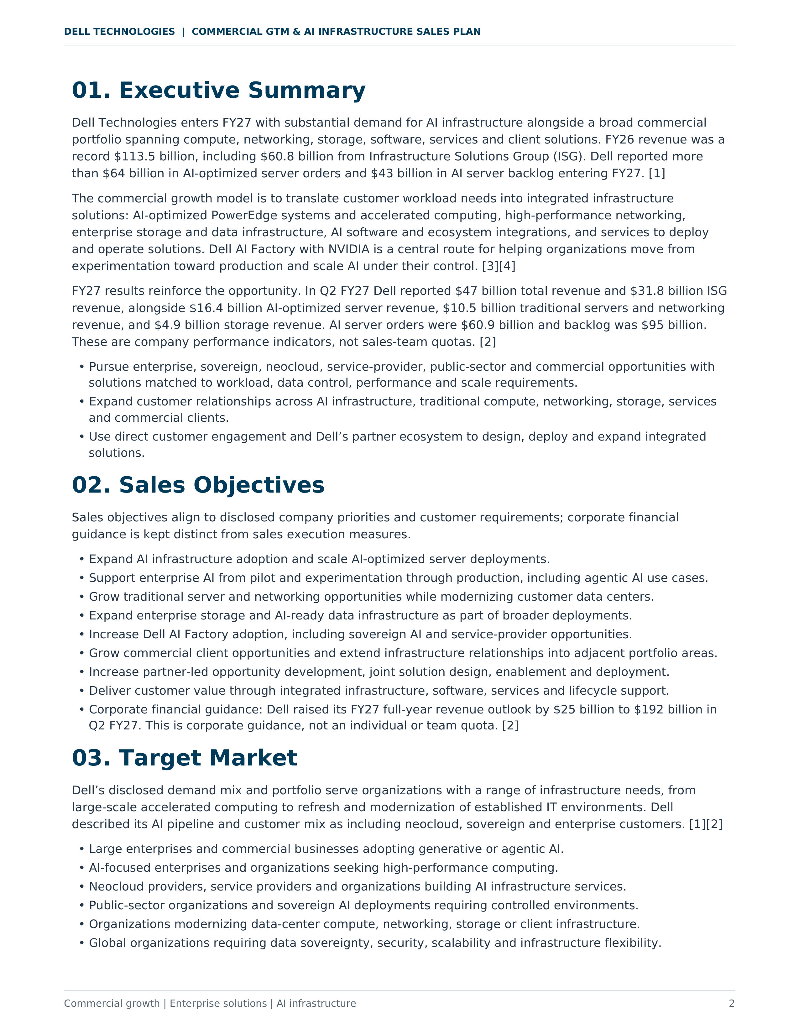 Dell Technologies Commercial GTM & AI Infrastructure Sales Plan — page 2