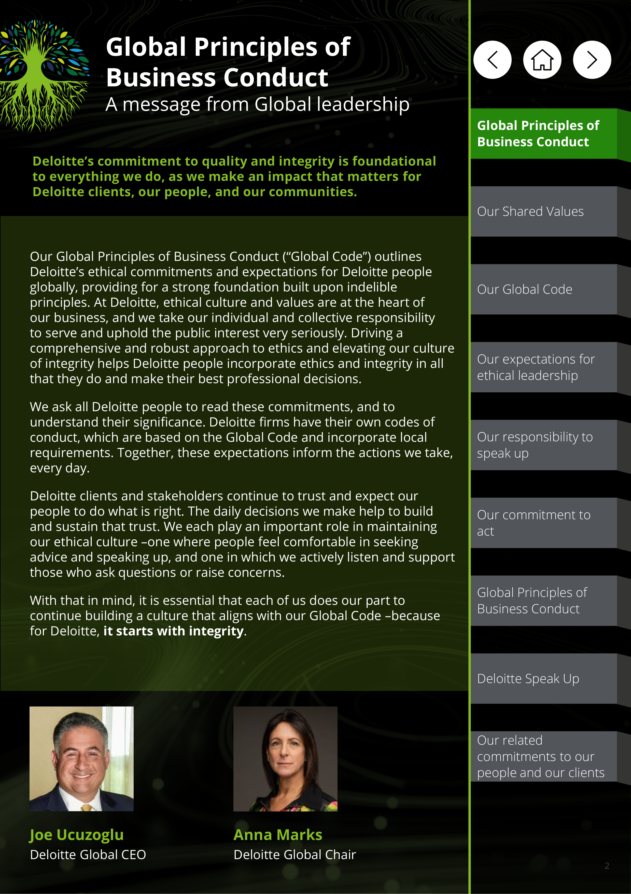 Deloitte Global Principles of Business Conduct Handbook — page 2
