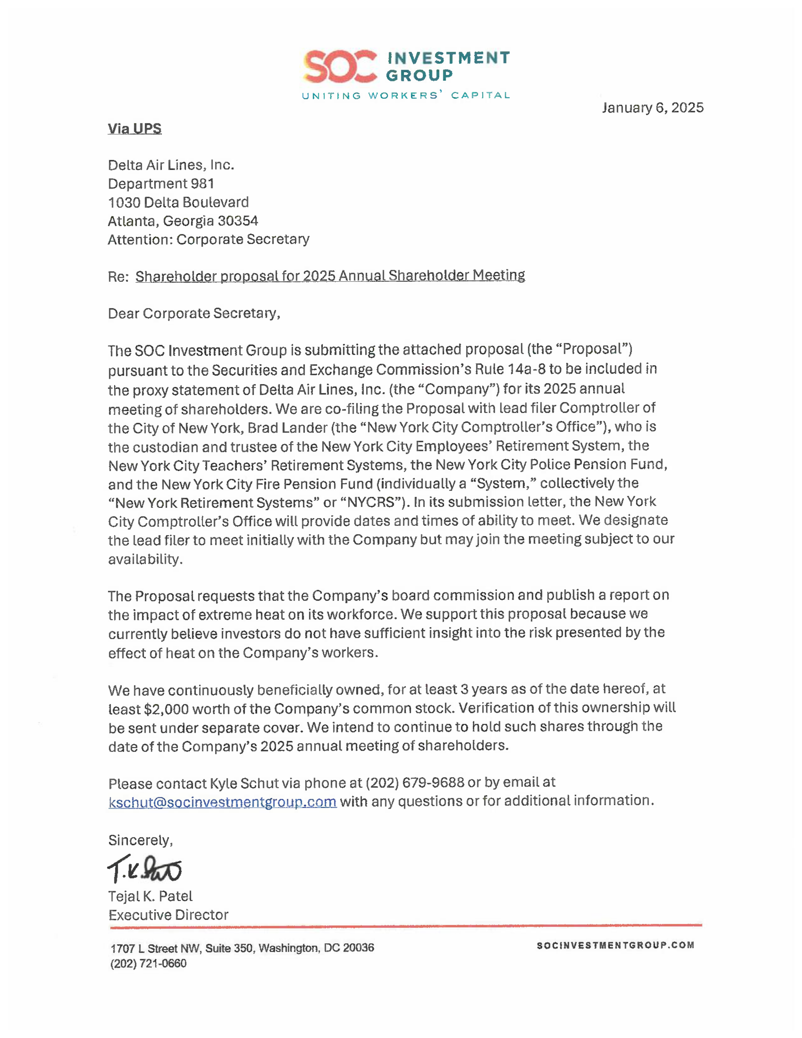 Delta Air Lines proposal  — page 13