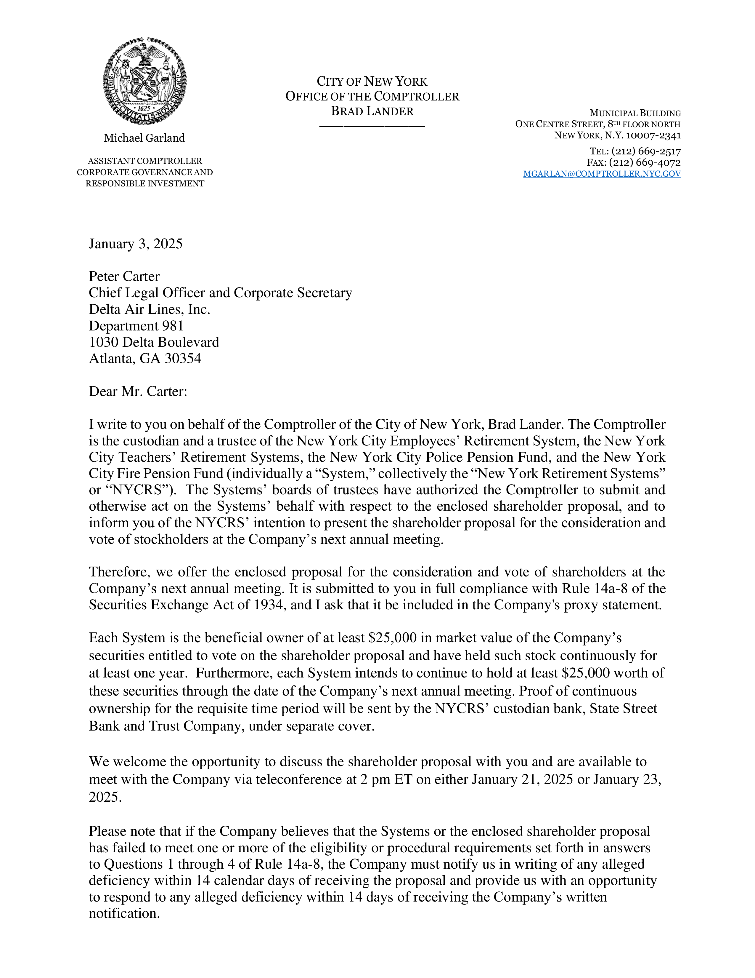 Delta Air Lines proposal  — page 16