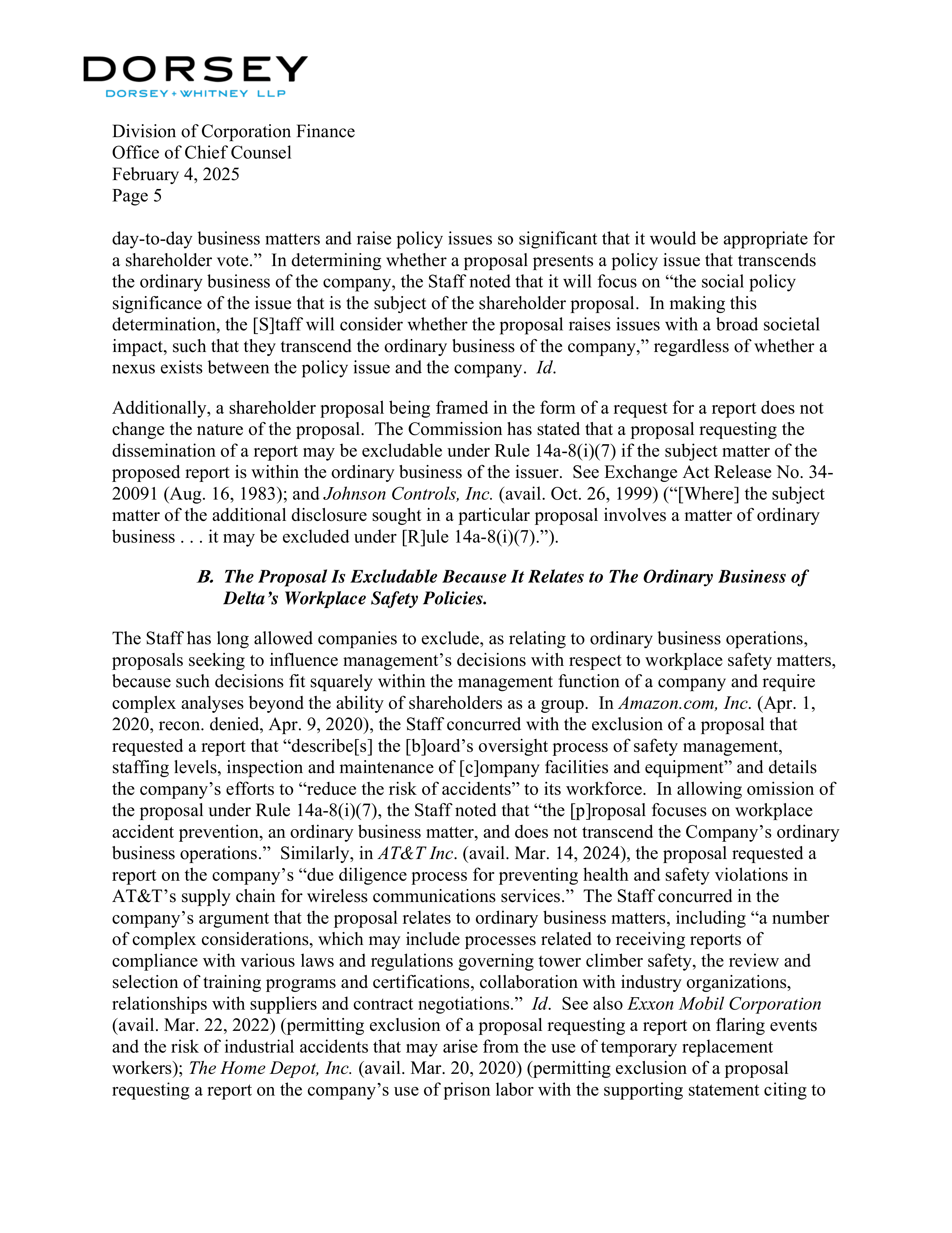Delta Air Lines proposal  — page 5