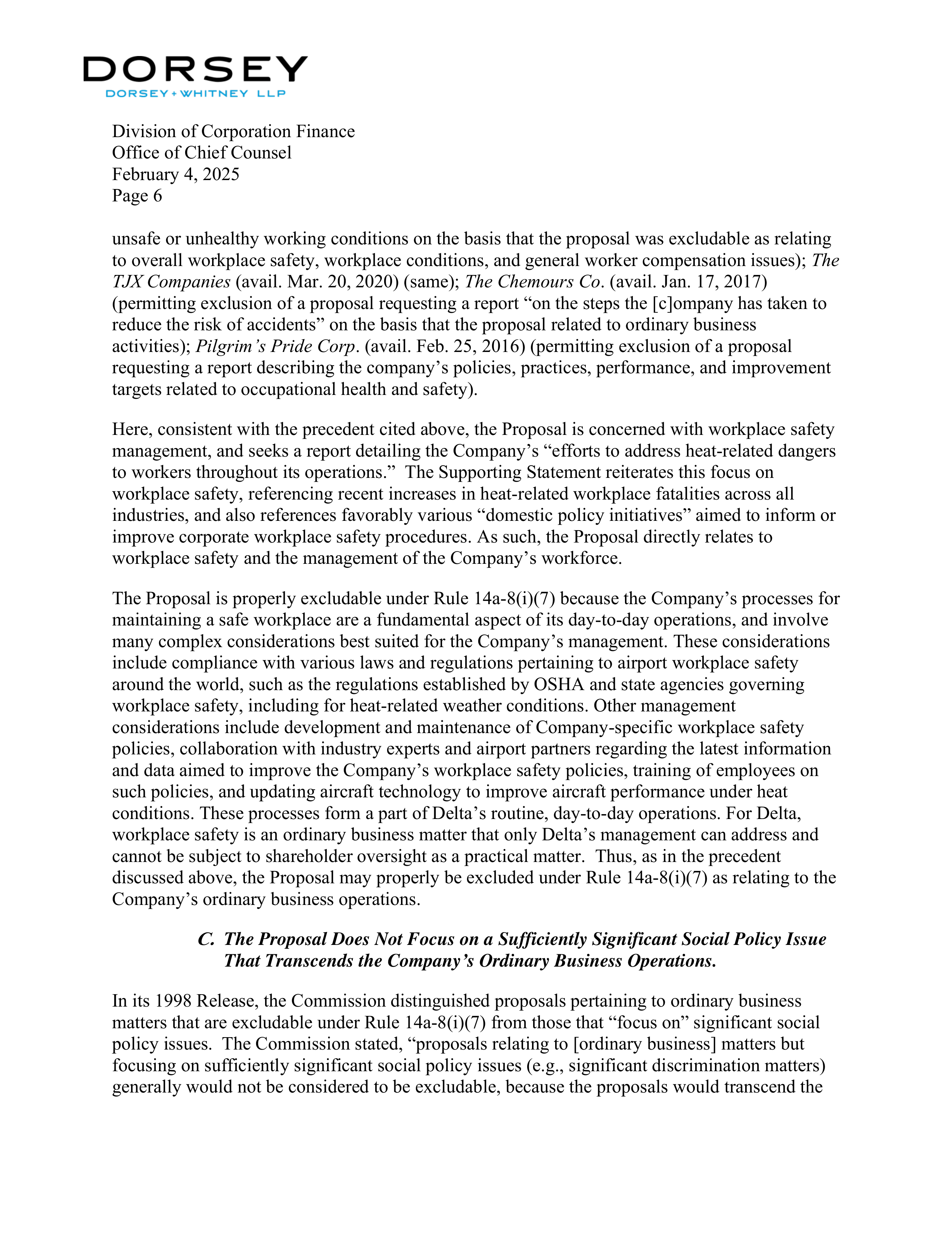 Delta Air Lines proposal  — page 6