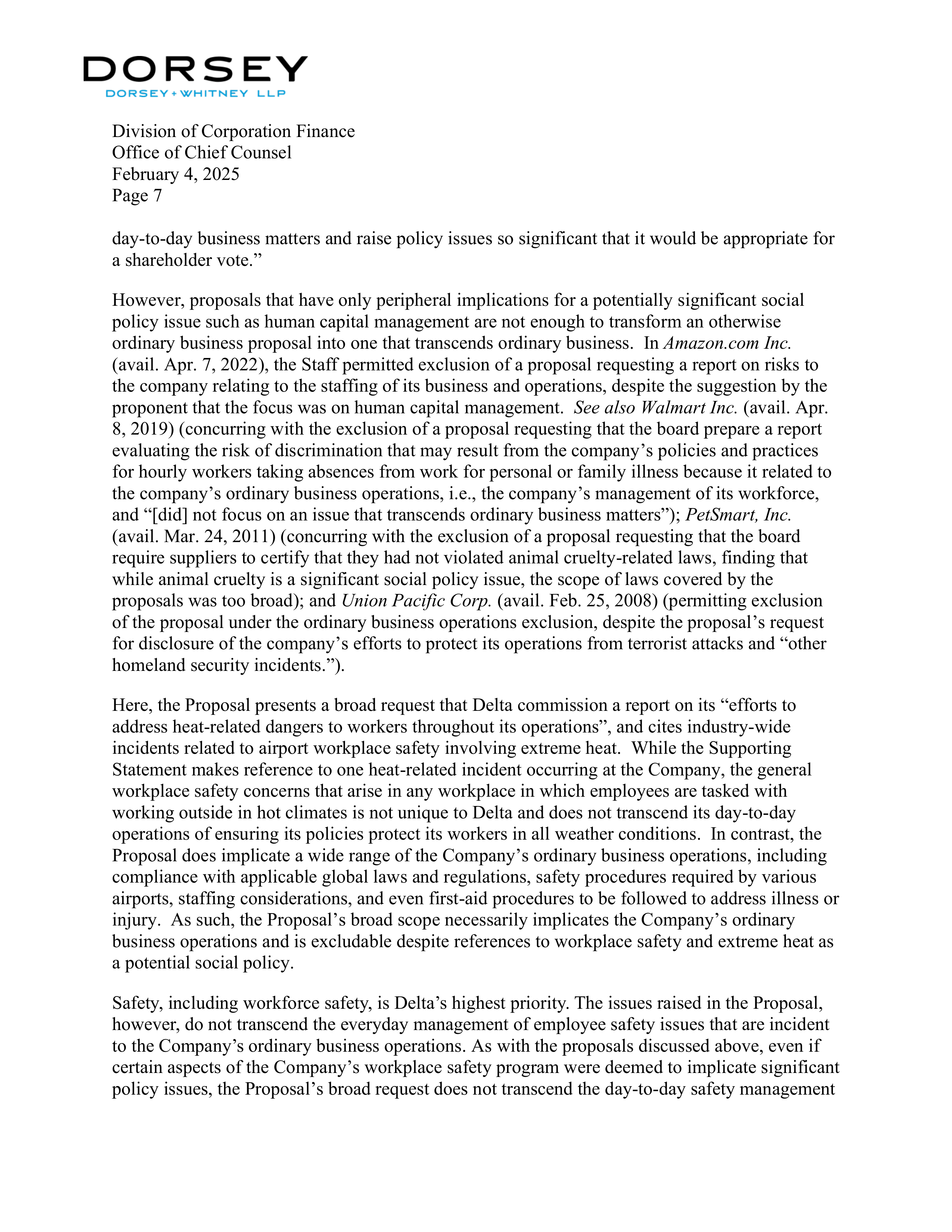 Delta Air Lines proposal  — page 7