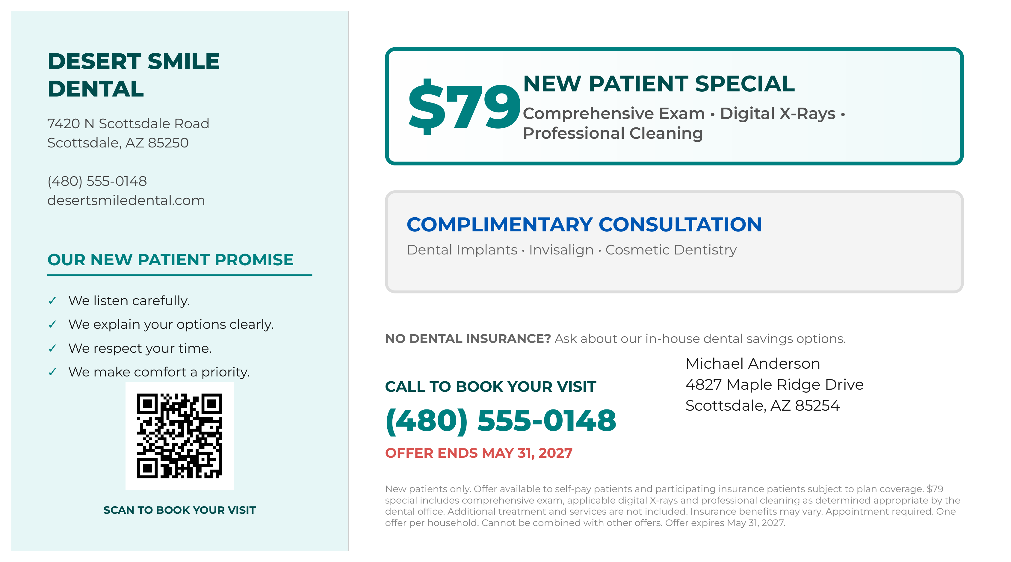 Dental New Patient Acquisition Smile Showcase Postcard — page 2