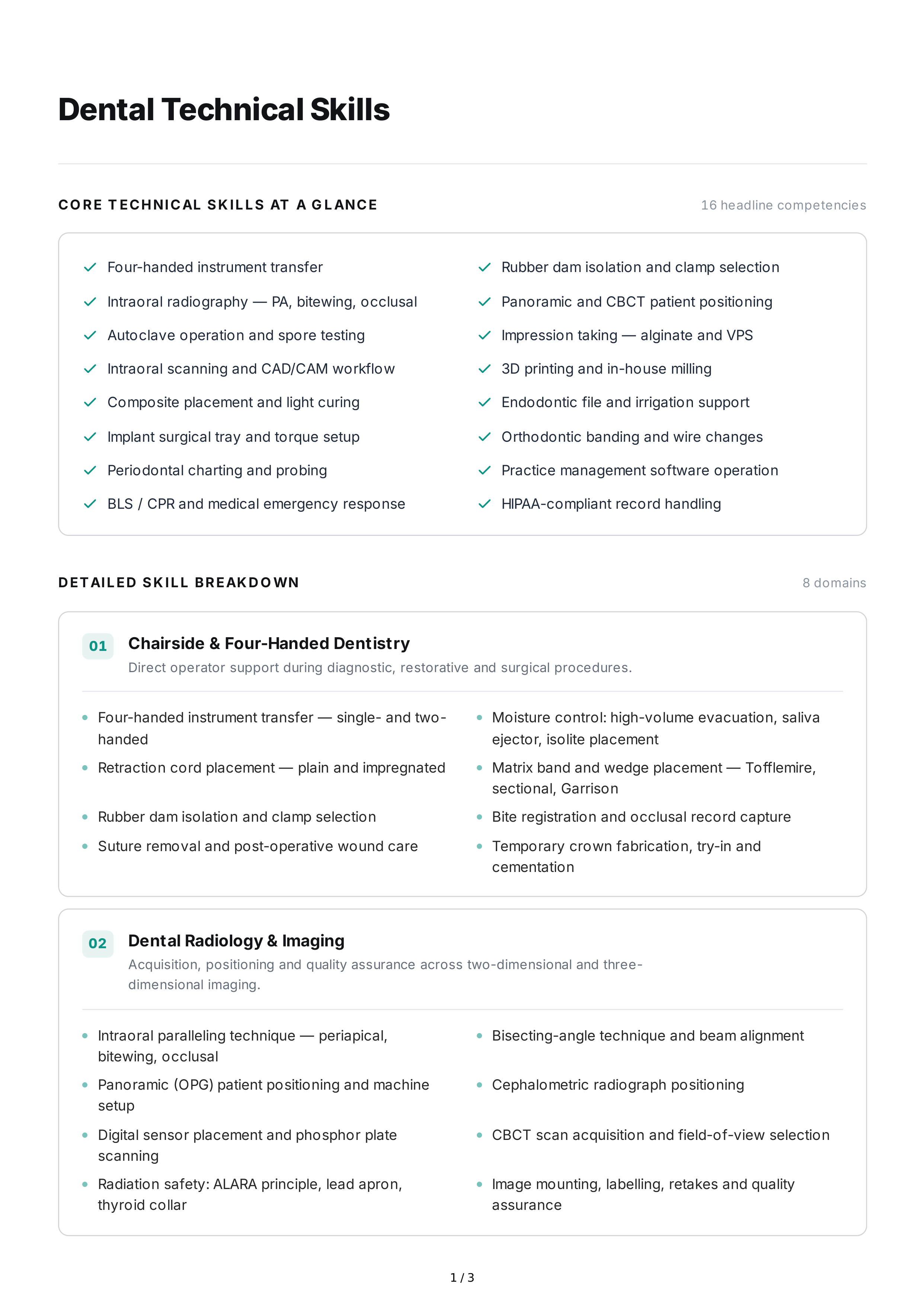 Dental Technical Skills — page 1