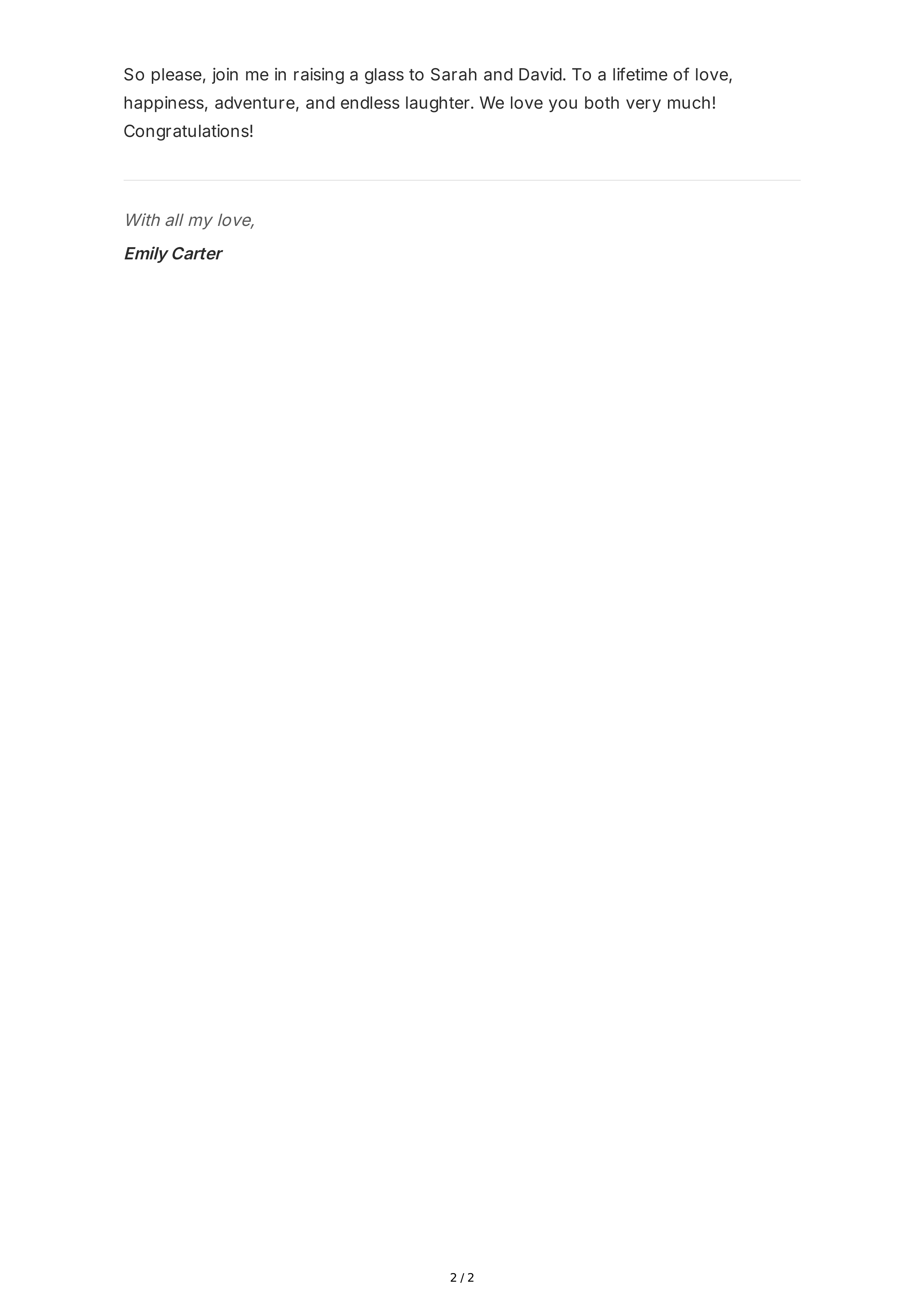 Destination Wedding Maid of Honor Speech — page 2