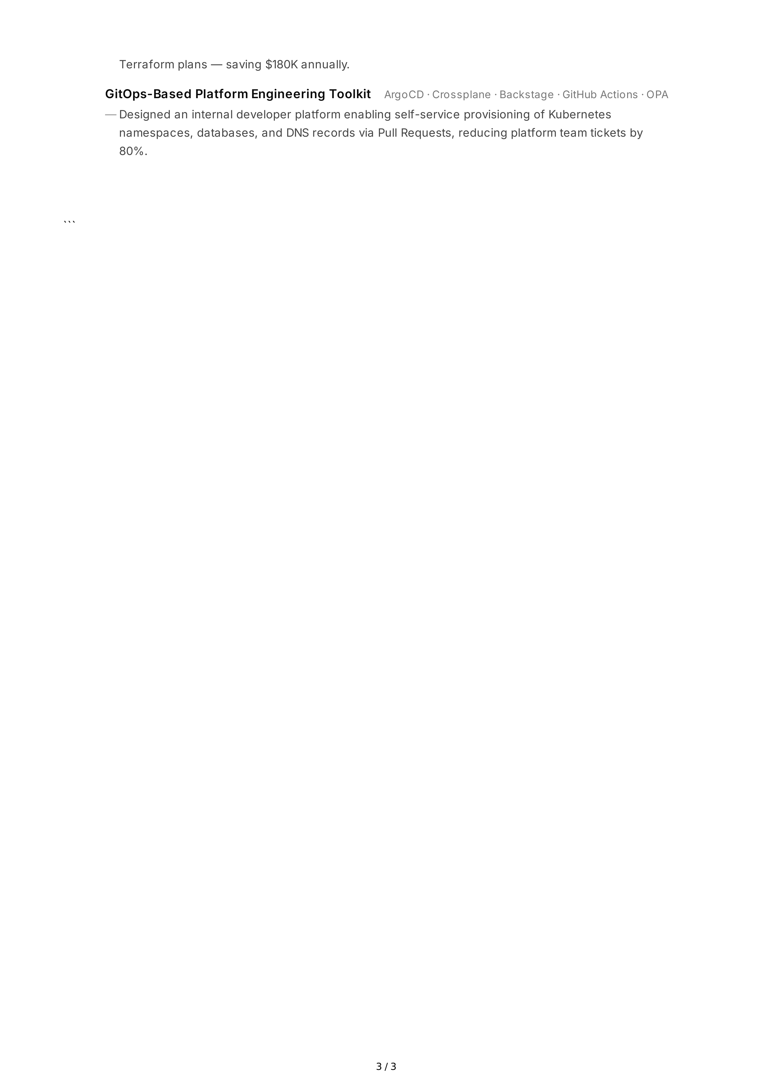 DevOps Engineer CV — page 3