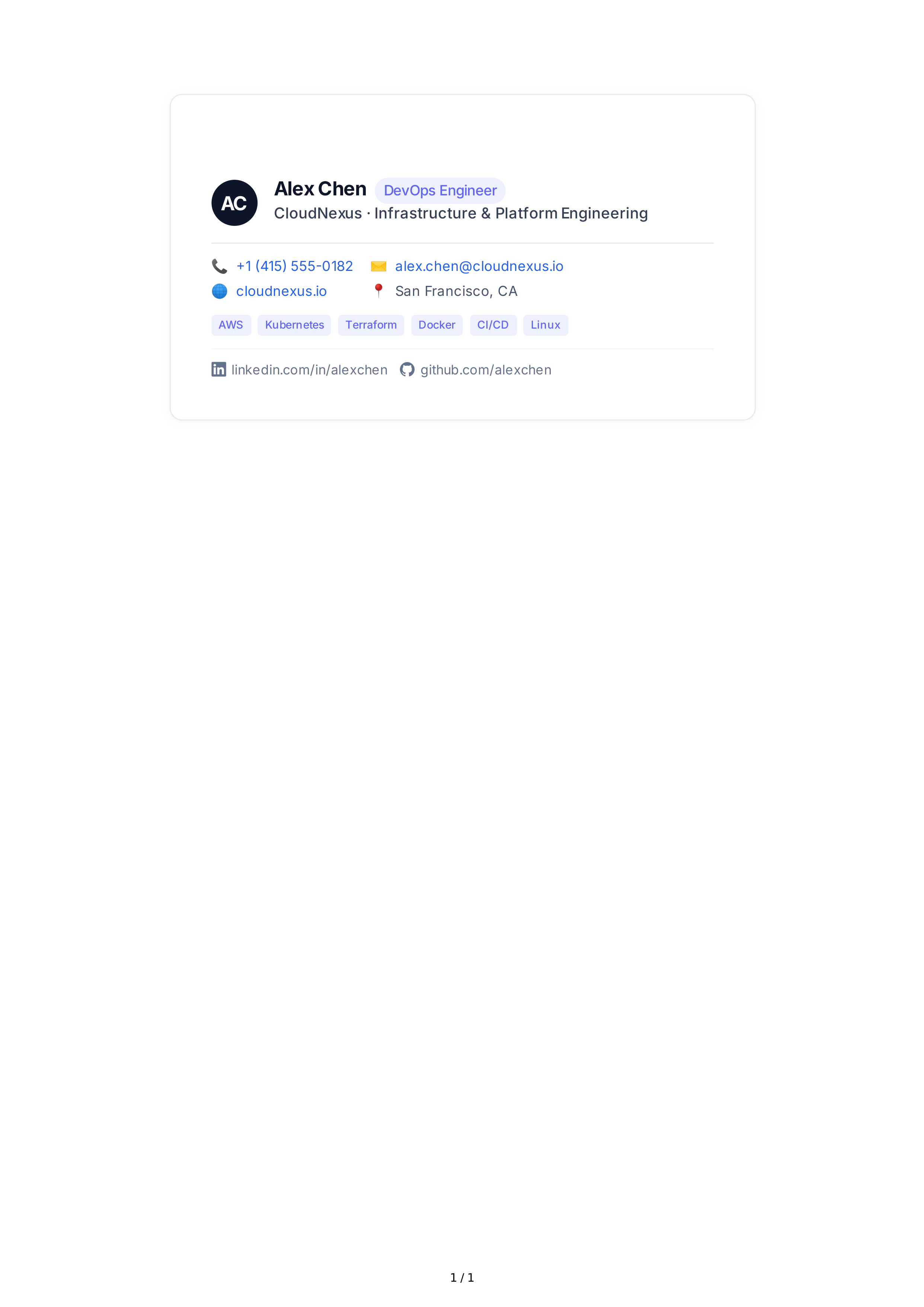 DevOps Engineer Email Signature — page 1