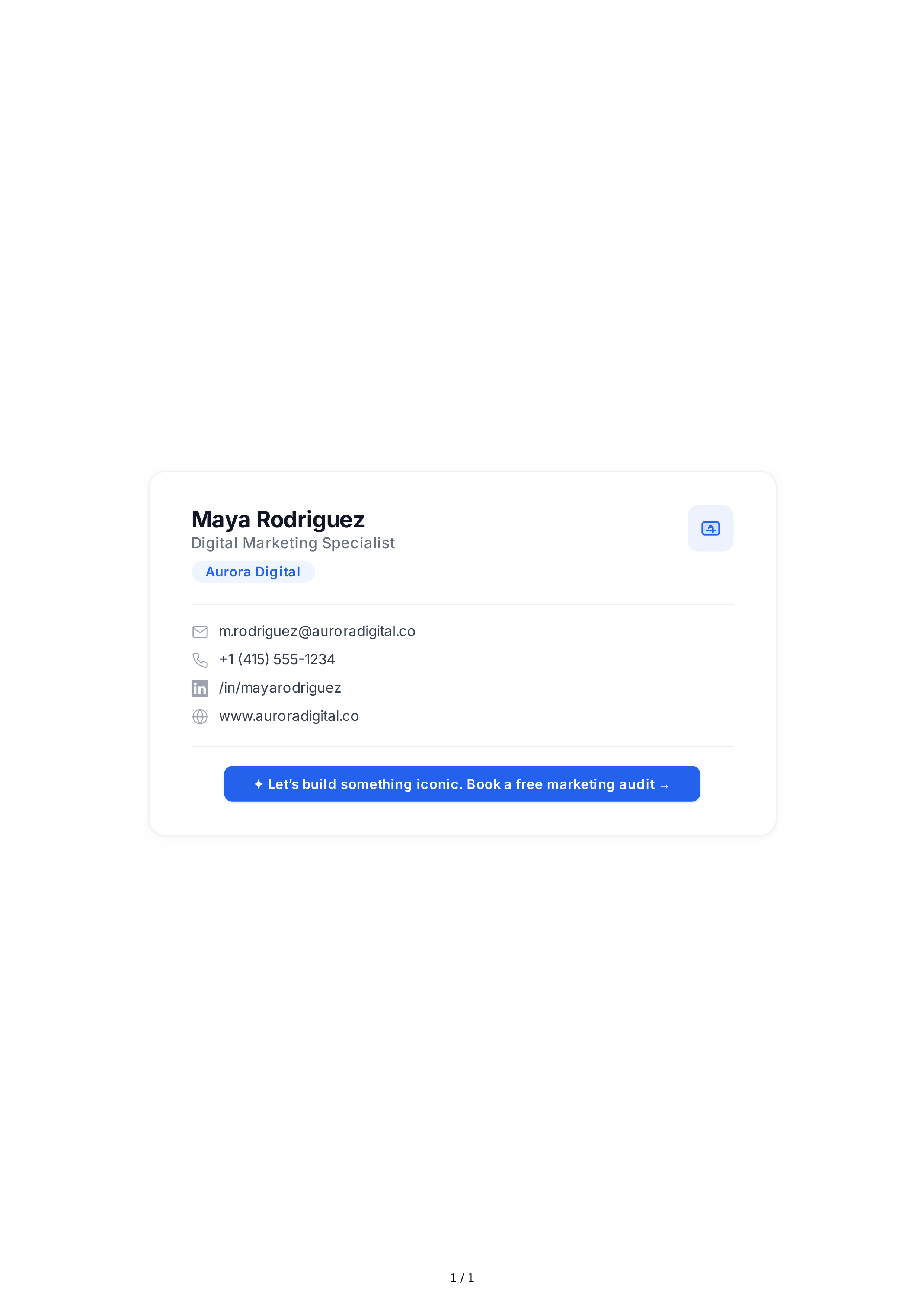 Digital Marketing Specialist Email Signature — page 1