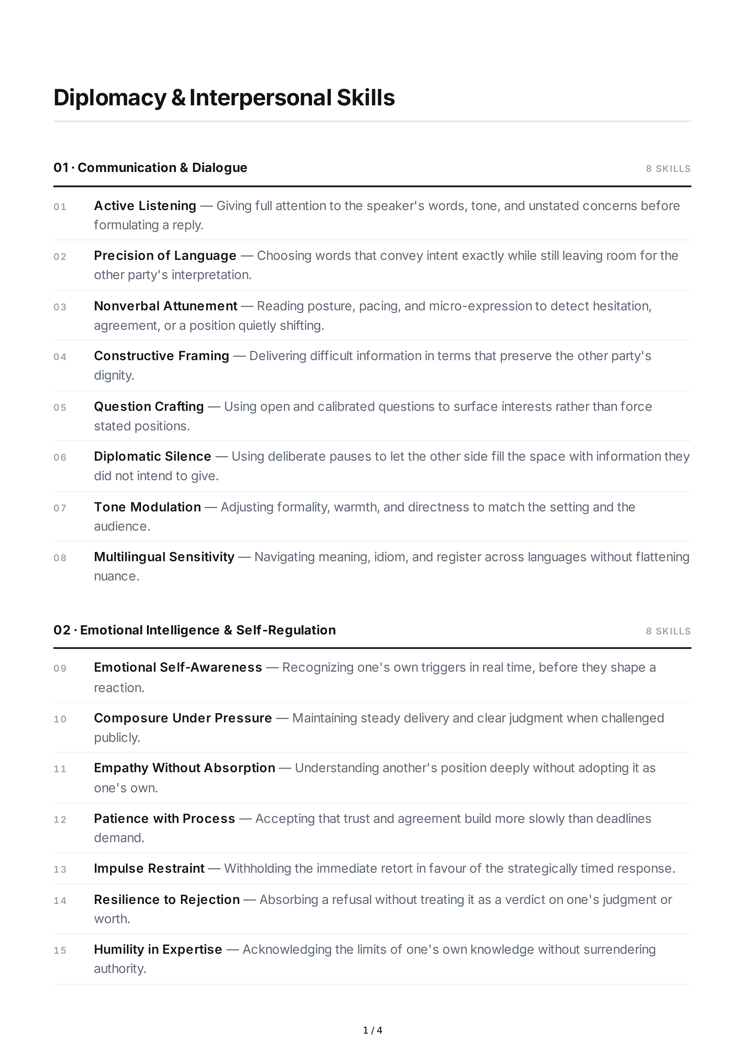 Diplomacy Interpersonal Skills — page 1