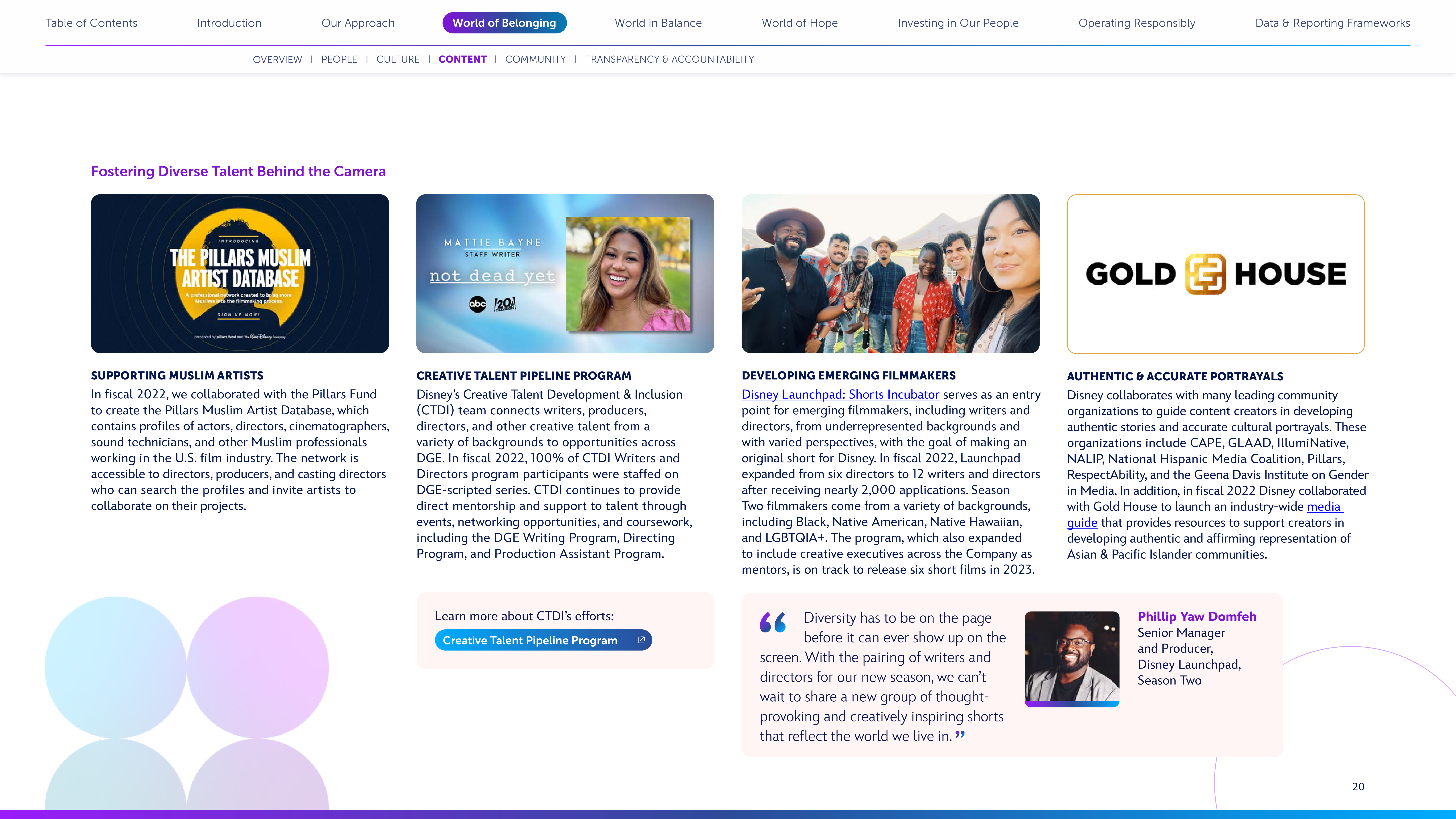 Disney Corporate Social Responsibility Report — page 20