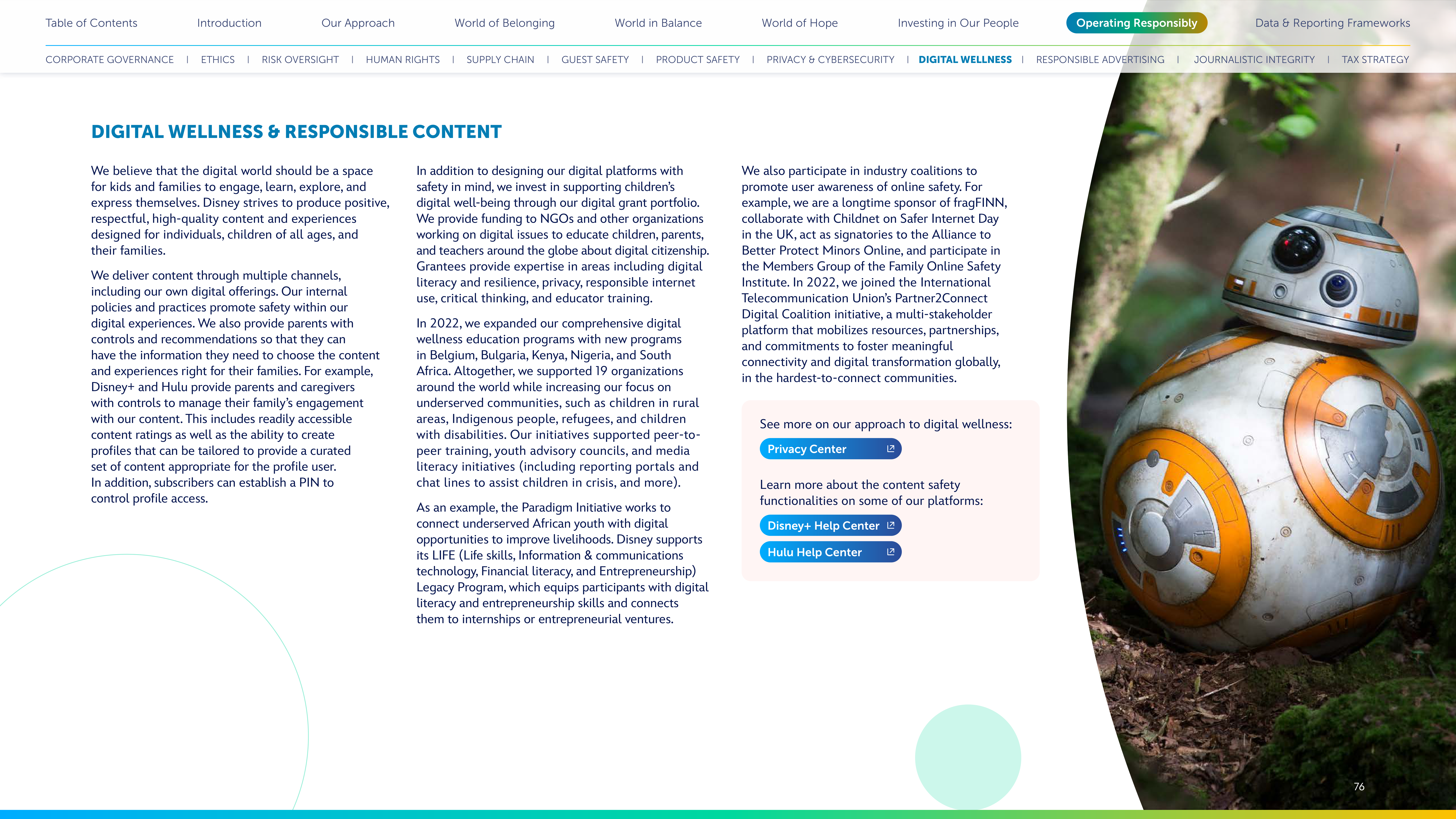 Disney Corporate Social Responsibility Report — page 76