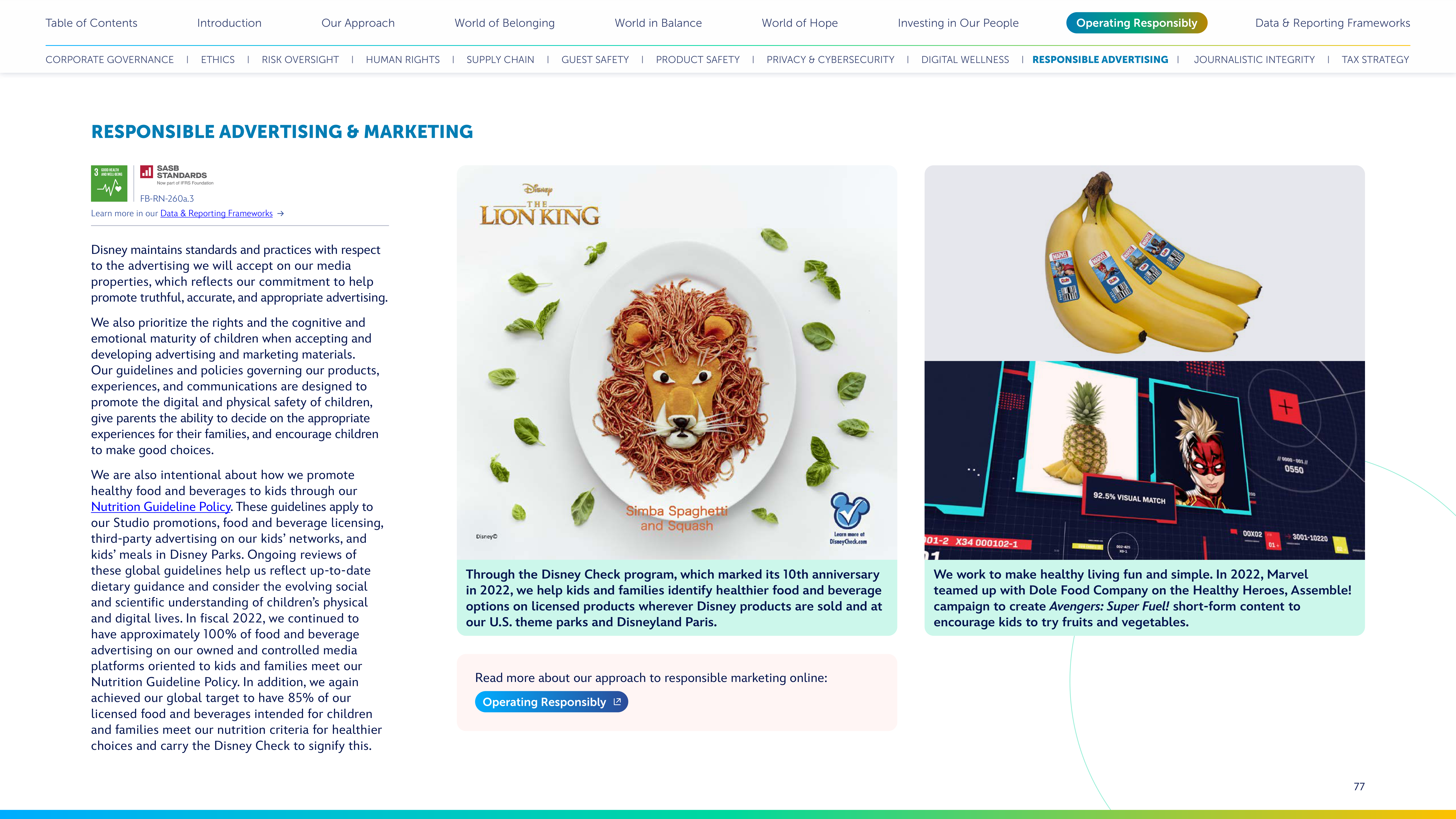 Disney Corporate Social Responsibility Report — page 77
