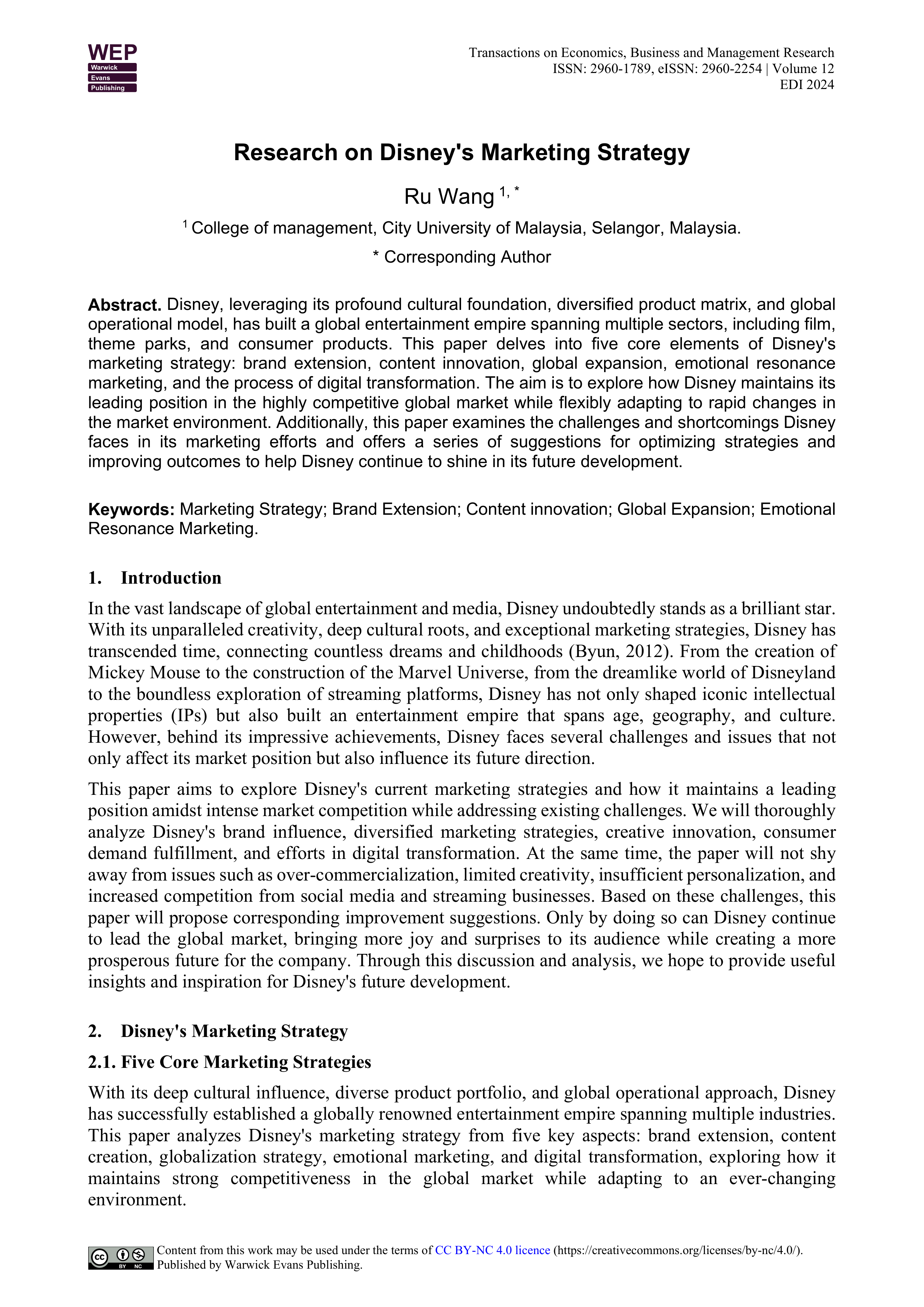Disney Marketing Strategy — page 1