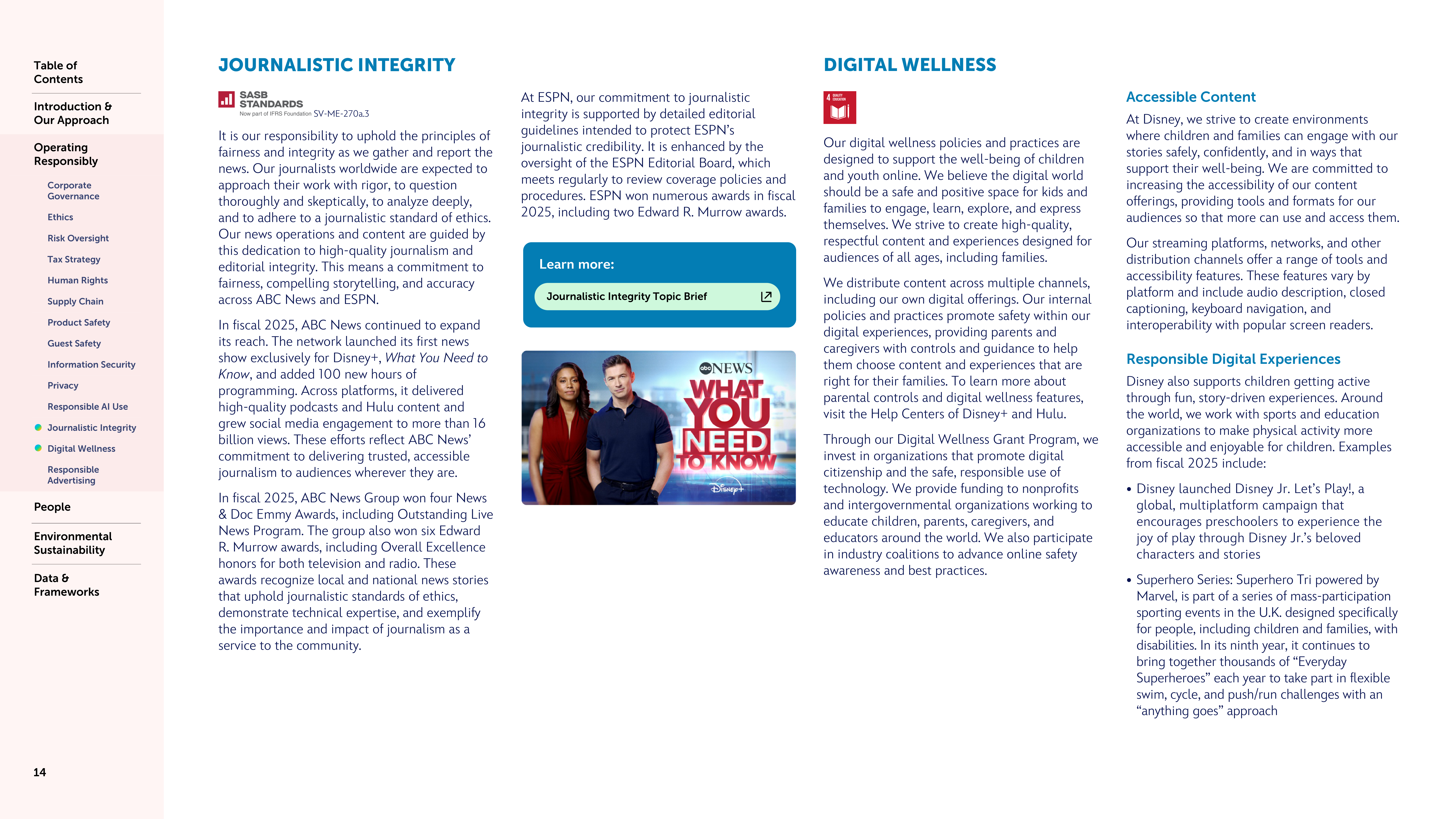 Disney Sustainability & Social Impact Report — page 14