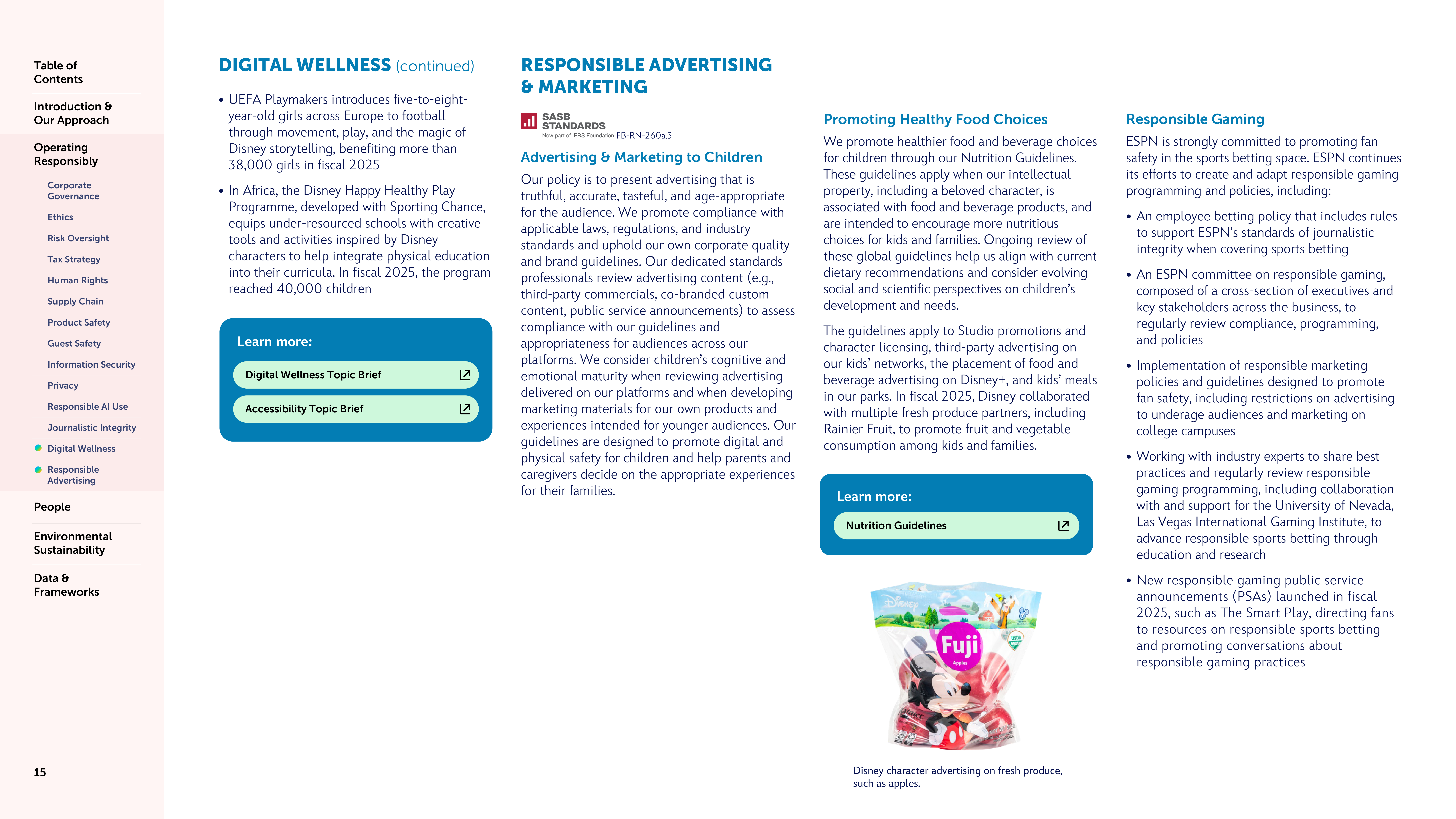 Disney Sustainability & Social Impact Report — page 15