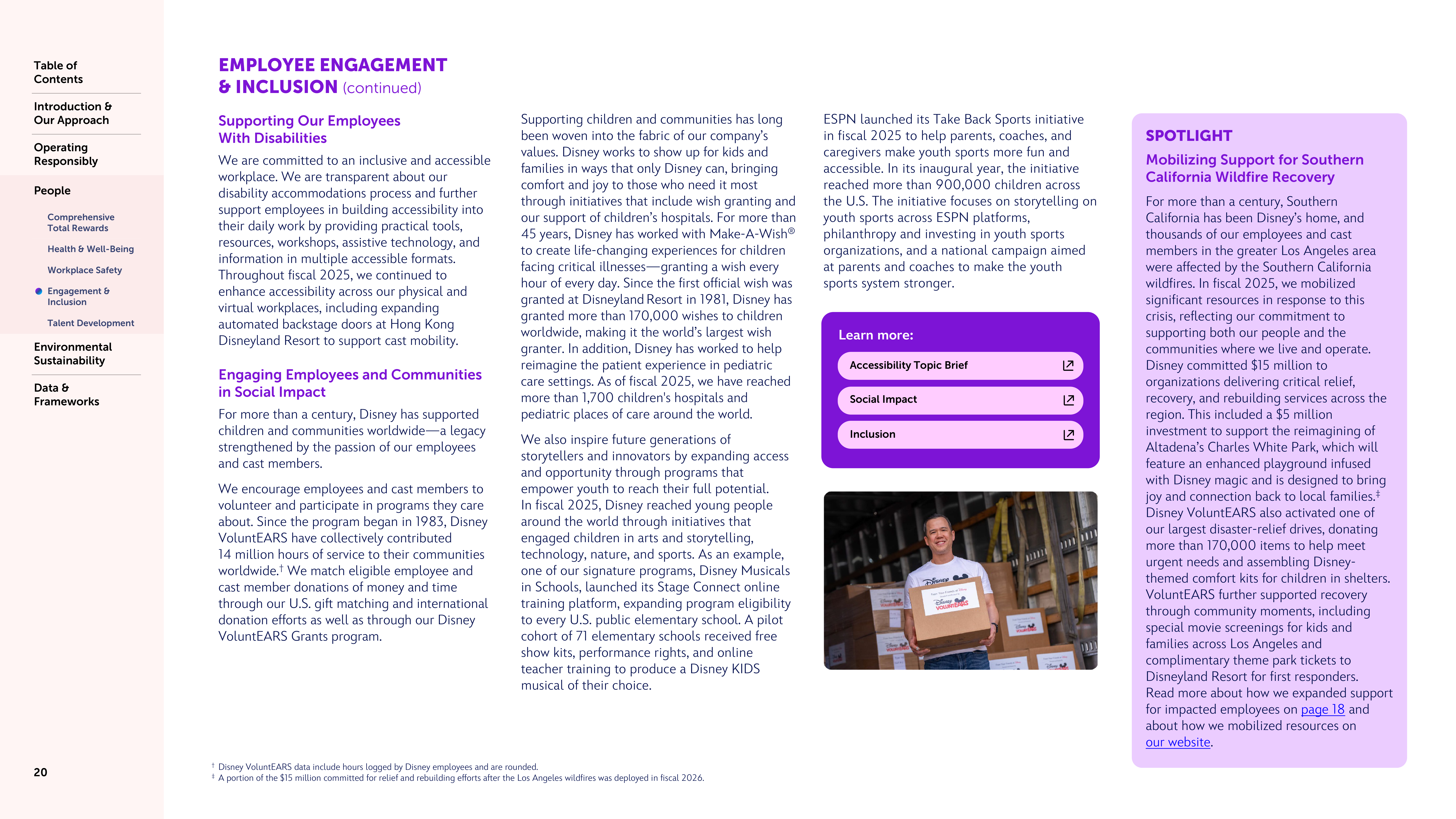 Disney Sustainability & Social Impact Report — page 20