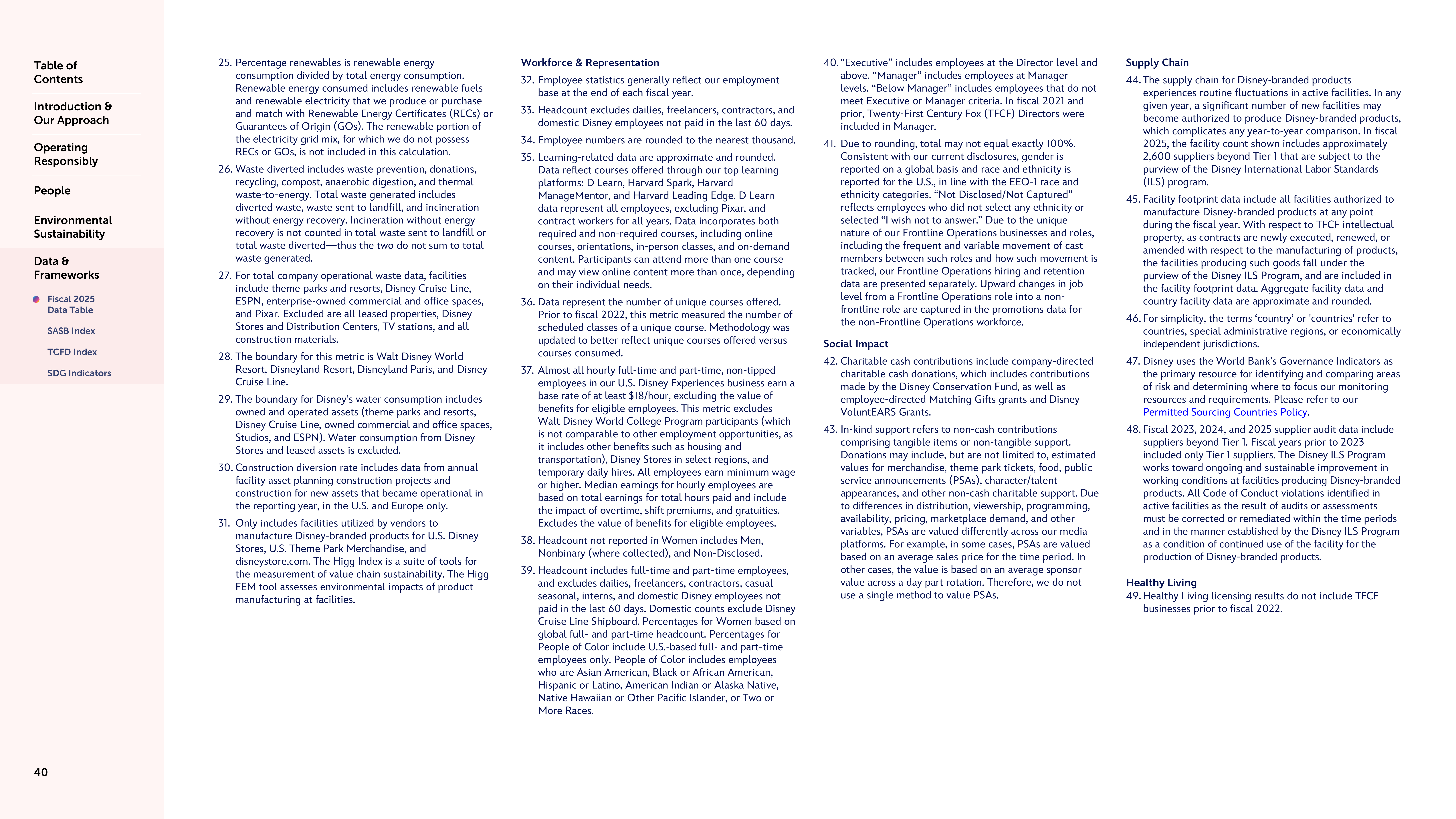 Disney Sustainability & Social Impact Report — page 40
