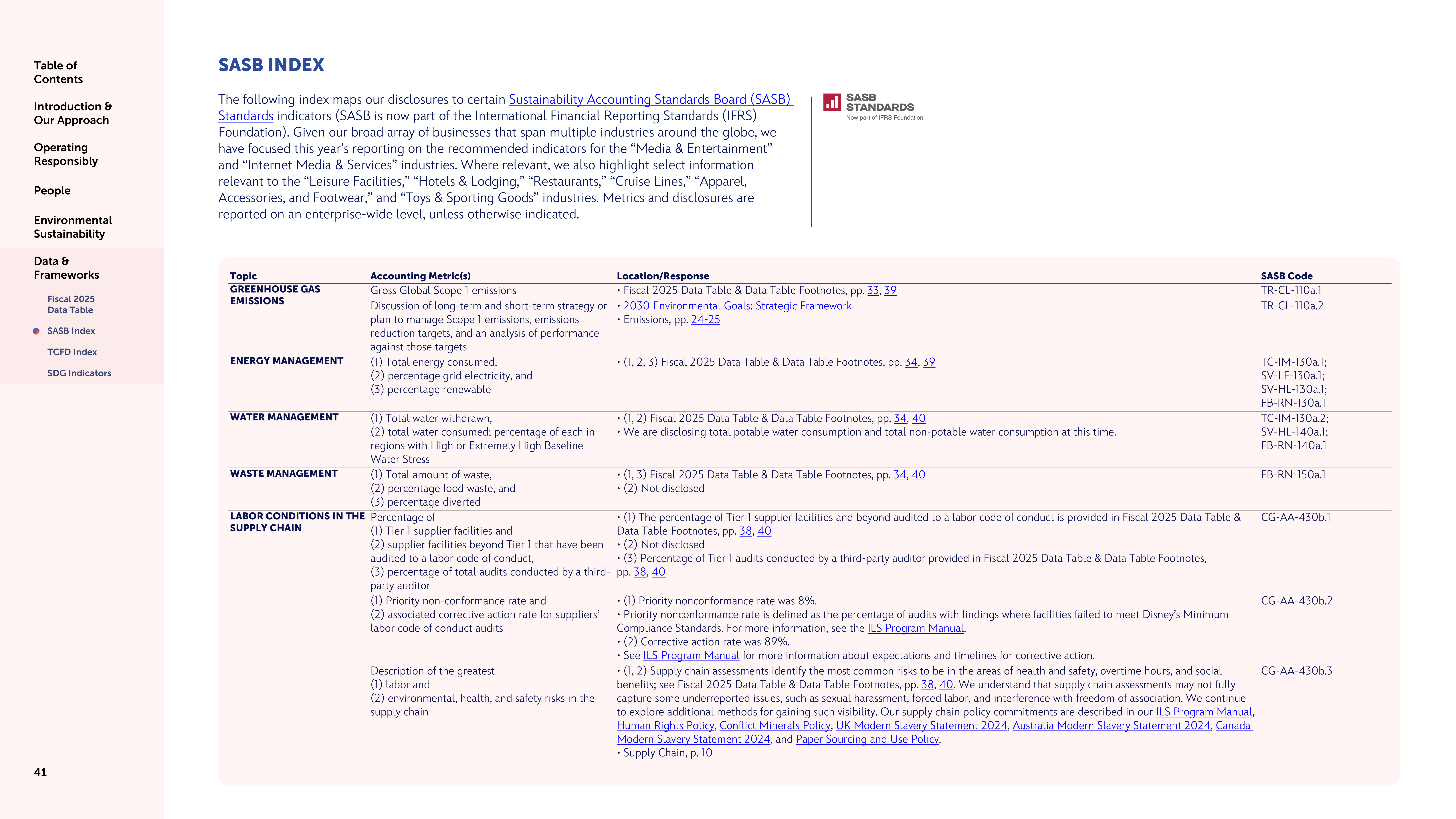 Disney Sustainability & Social Impact Report — page 41