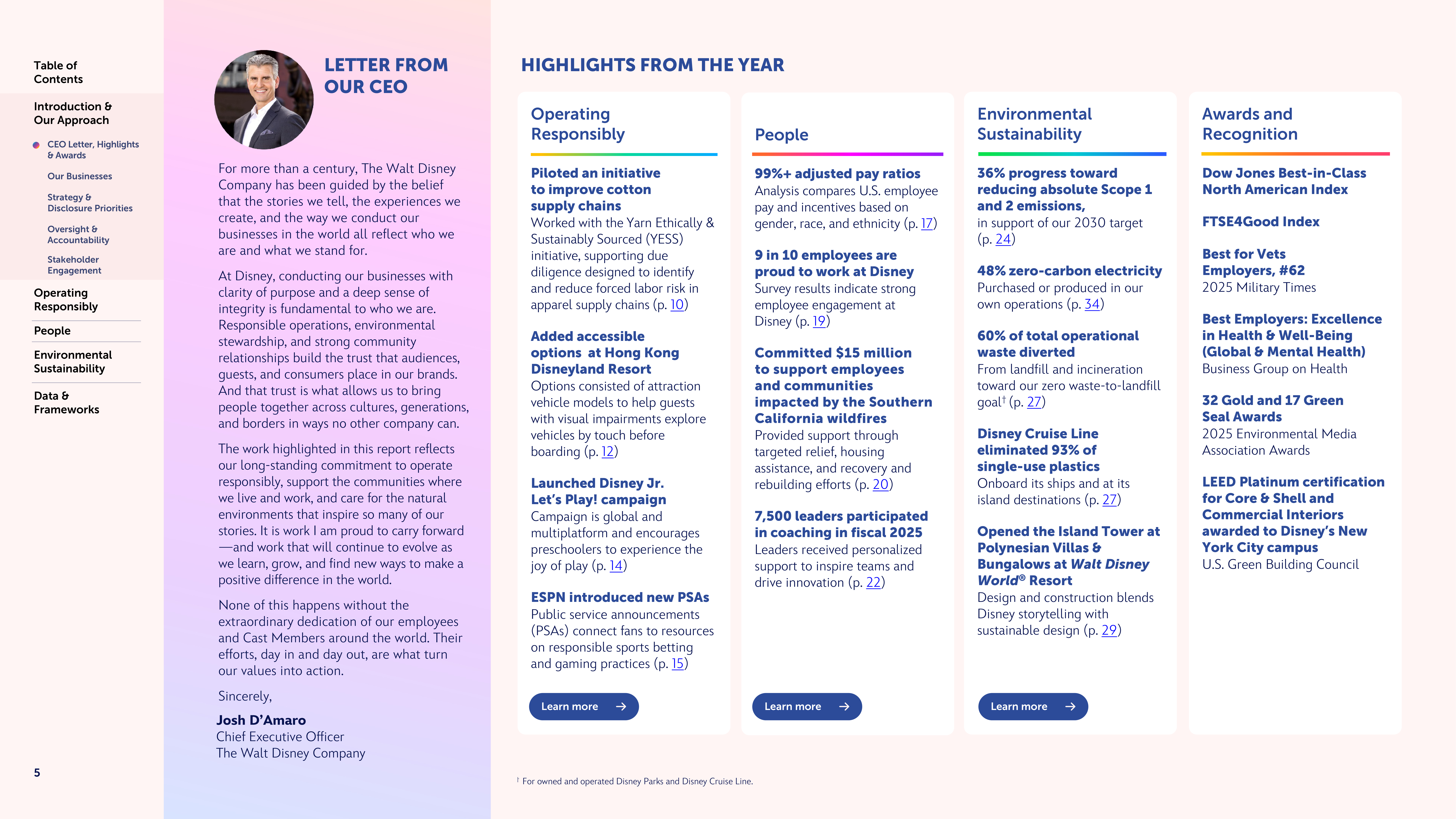 Disney Sustainability & Social Impact Report — page 5