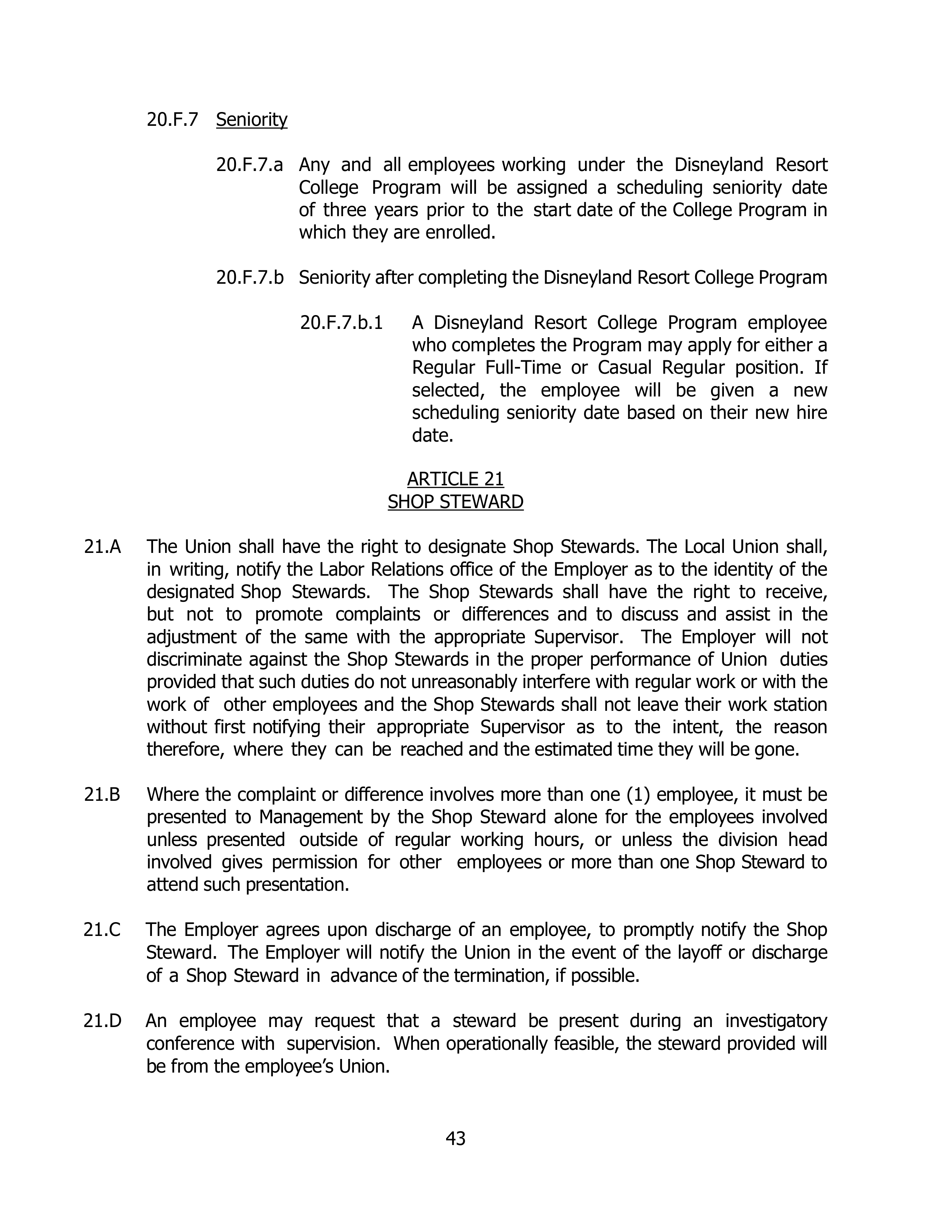 Disneyland Park Master Services Agreement — page 47