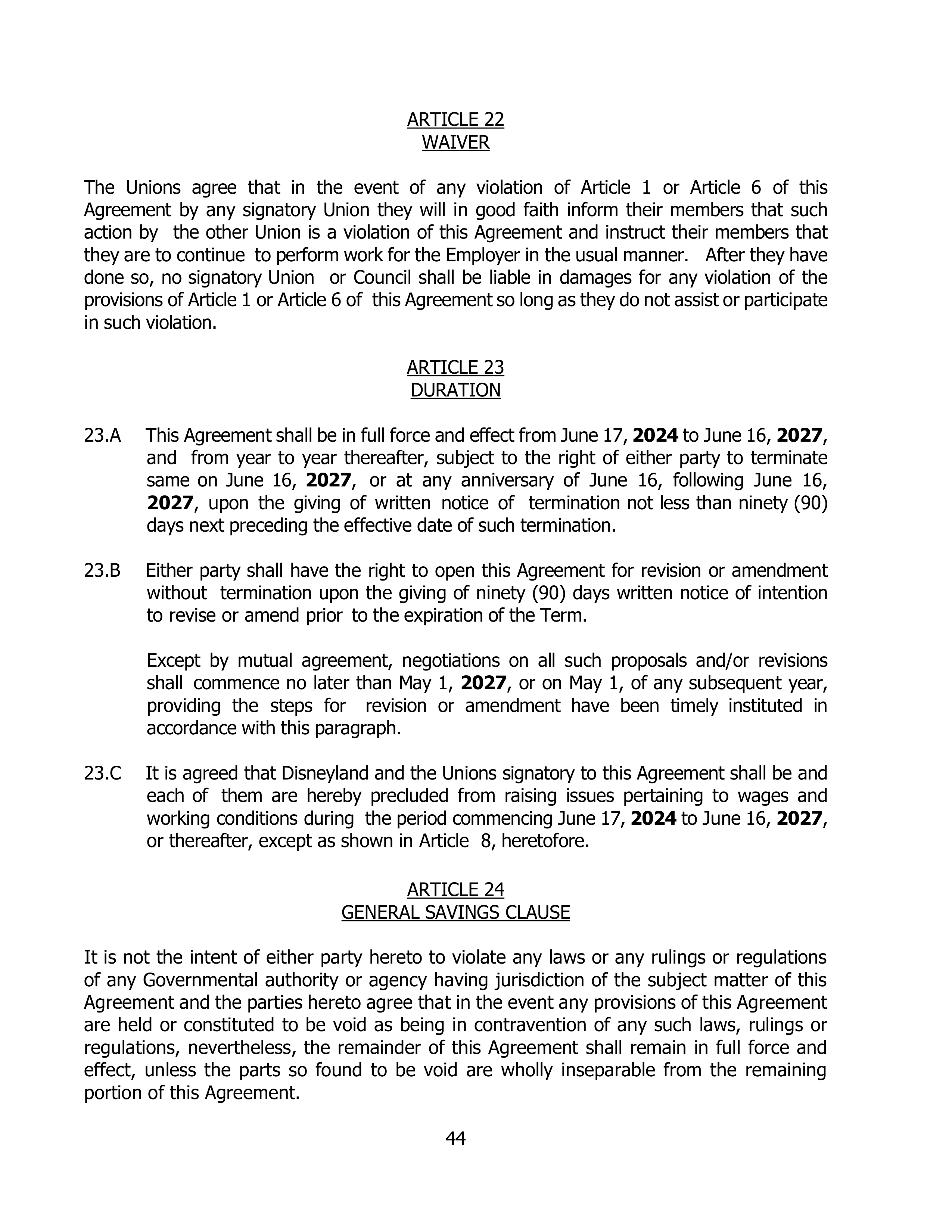 Disneyland Park Master Services Agreement — page 48