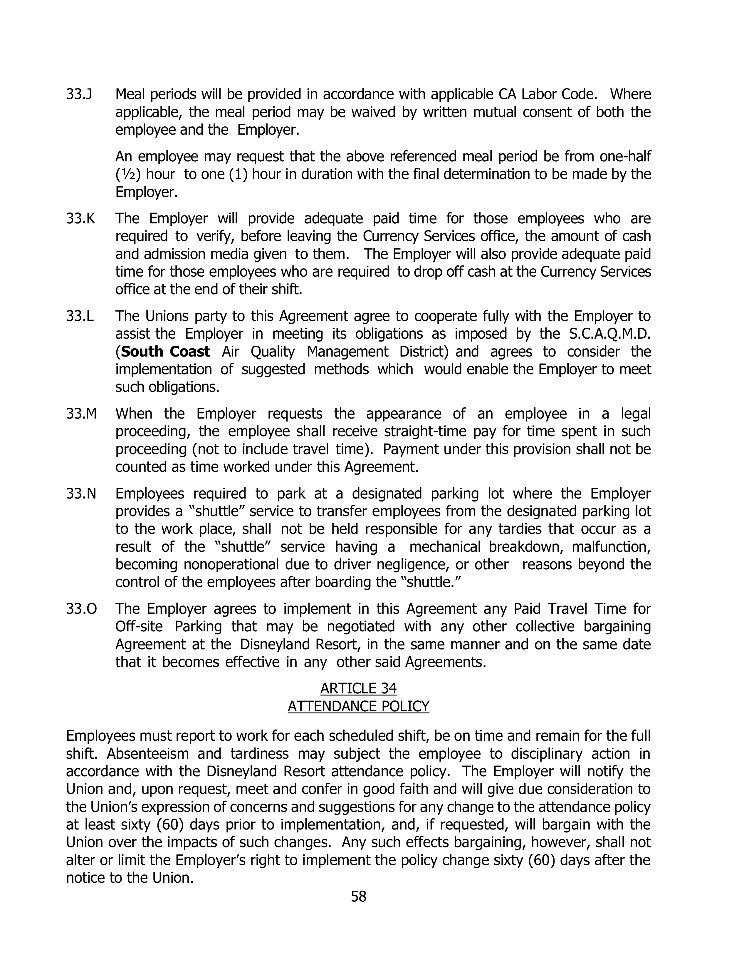 Disneyland Park Master Services Agreement — page 62