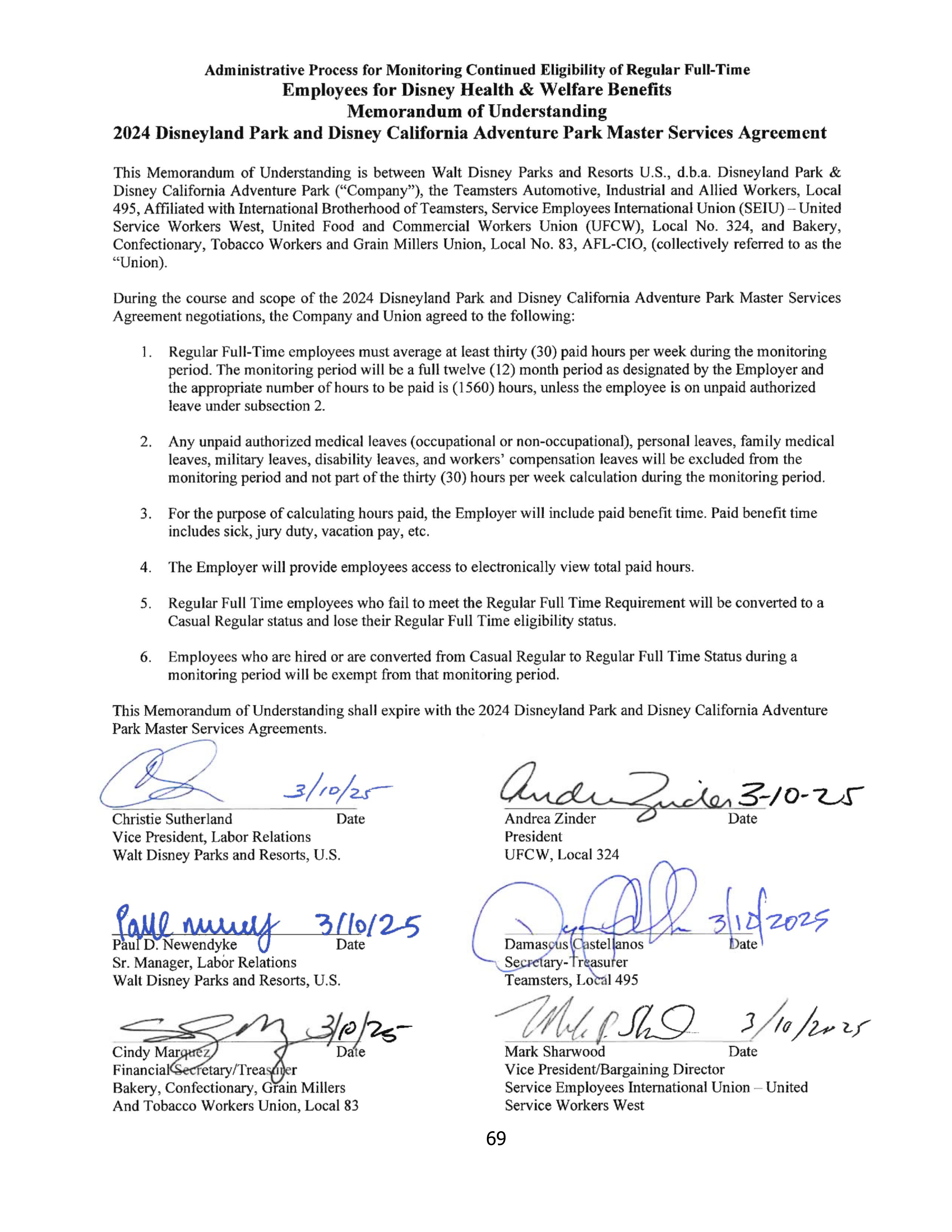 Disneyland Park Master Services Agreement — page 73