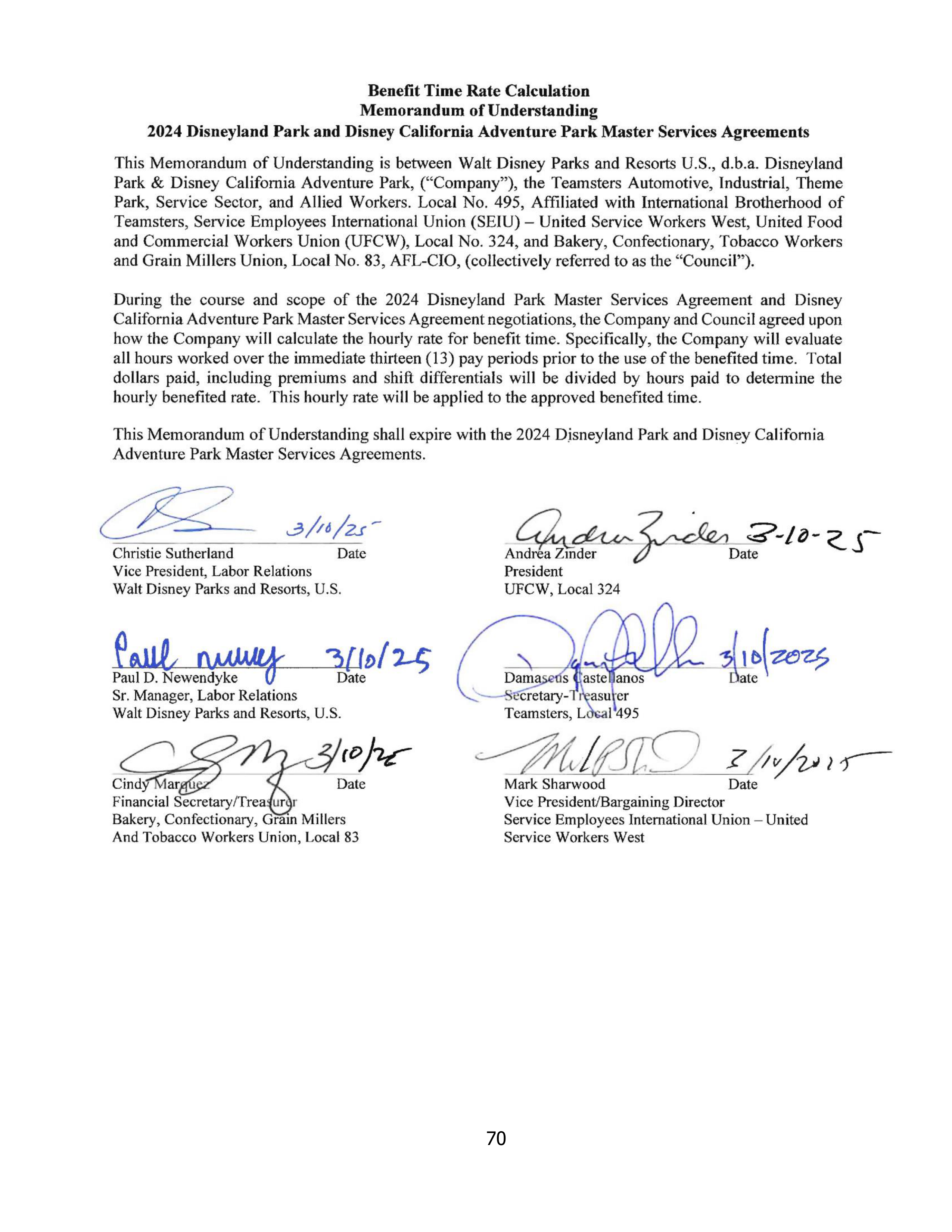 Disneyland Park Master Services Agreement — page 74