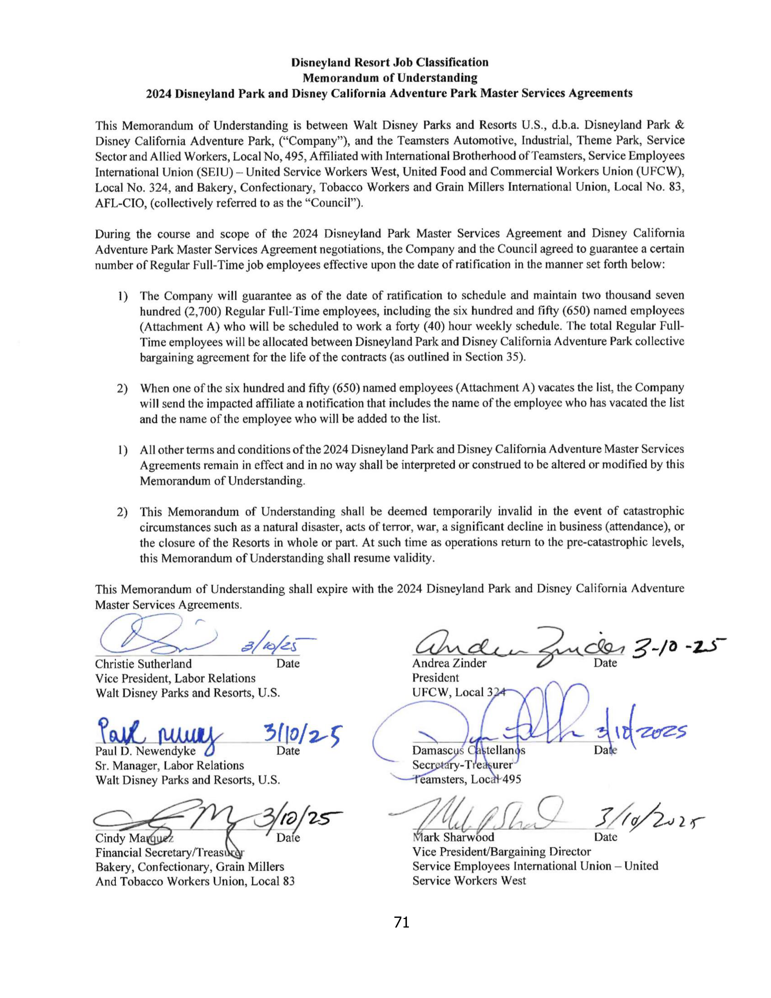 Disneyland Park Master Services Agreement — page 75